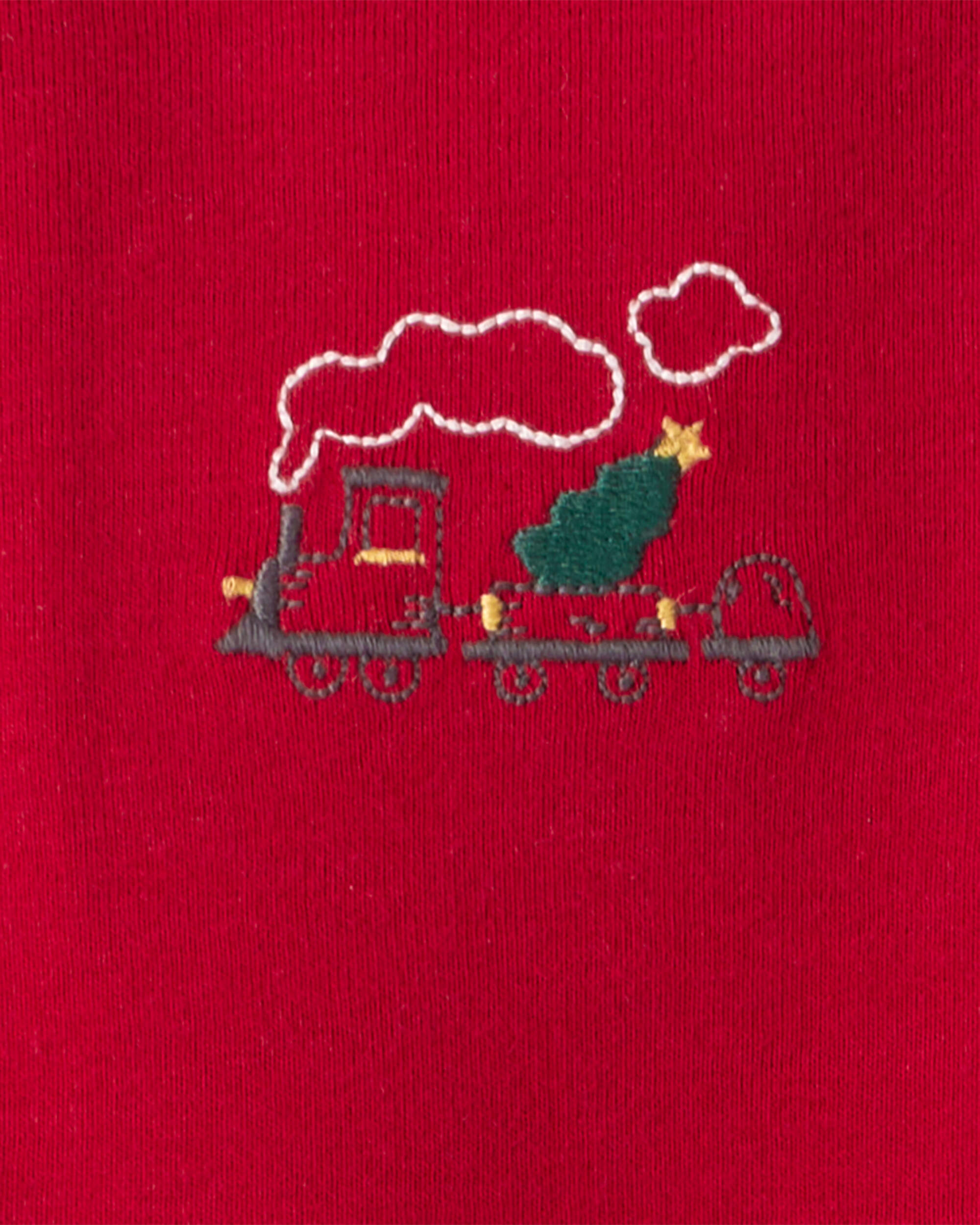 Baby Boy 3-Piece Train Print Long-Sleeve Bodysuits & Pant Set - Red