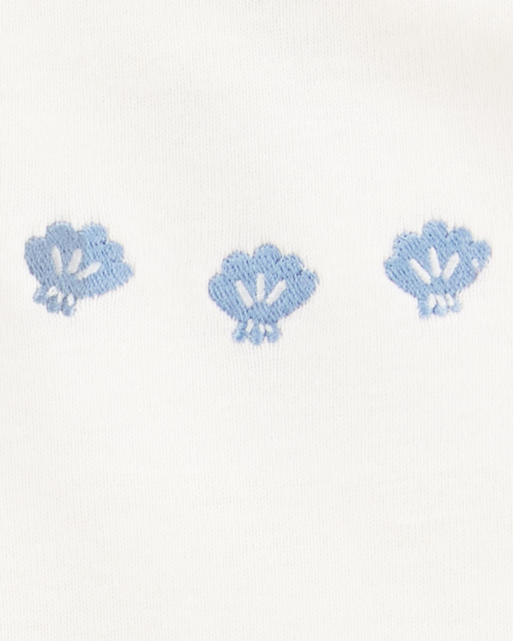 Baby Girl 3-Piece Shell Print Outfit Set - Blue/White
