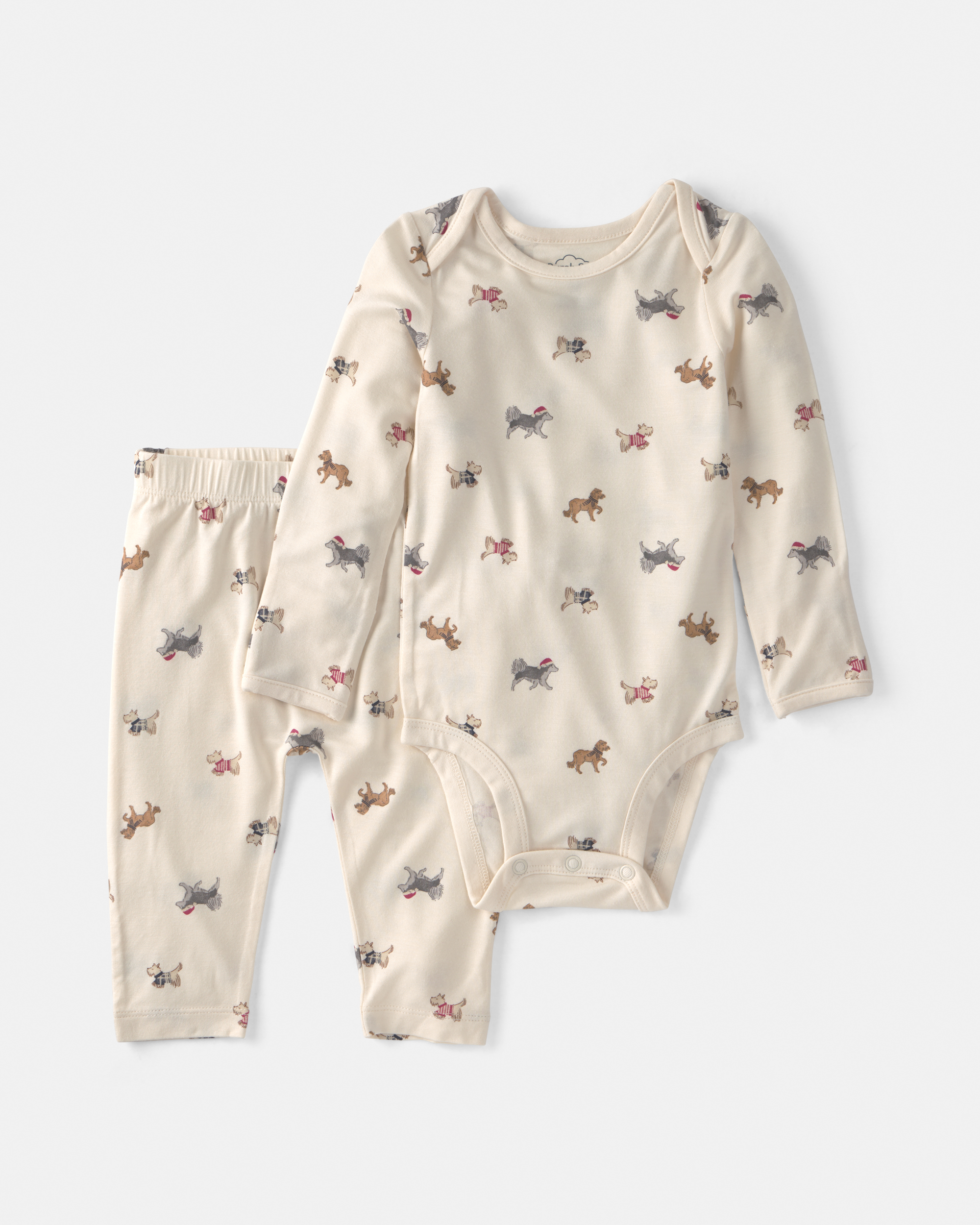 Baby 2-Piece Dog PurelySoft™ Long-Sleeve Bodysuit & Pant Set - Cream
