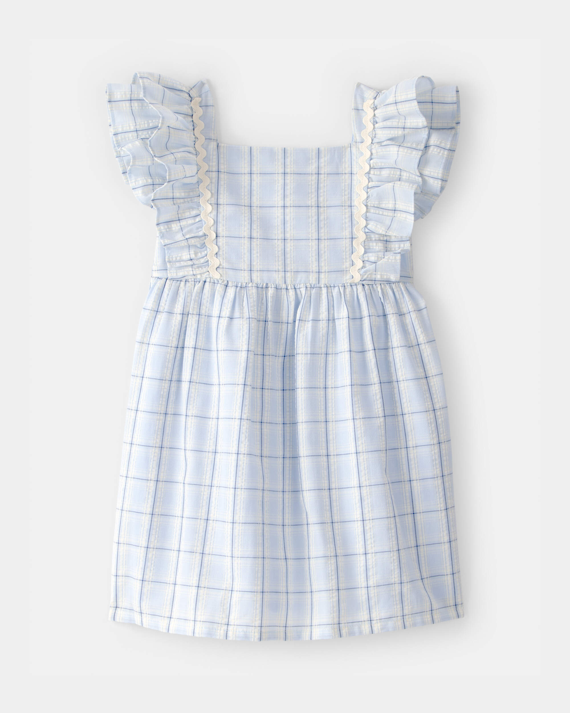 Toddler Girl Ruffle-Sleeve Plaid Dress - Blue
