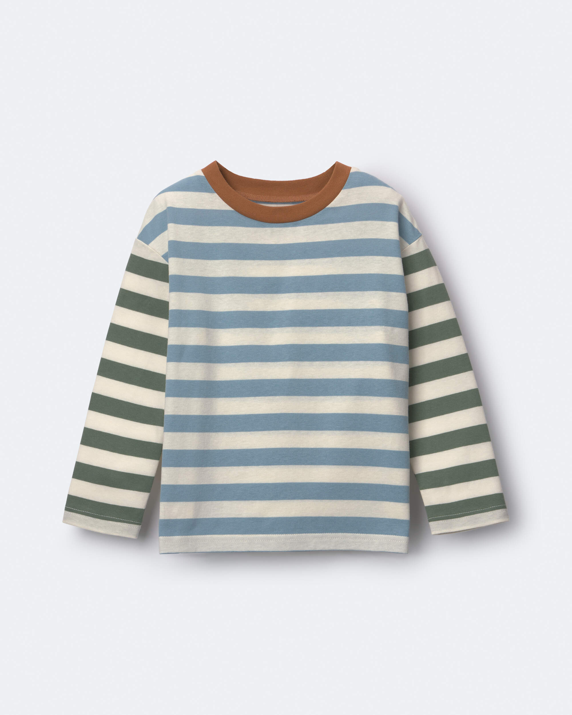 Toddler Long-Sleeve Relaxed Tee Stripes - Blue/Olive