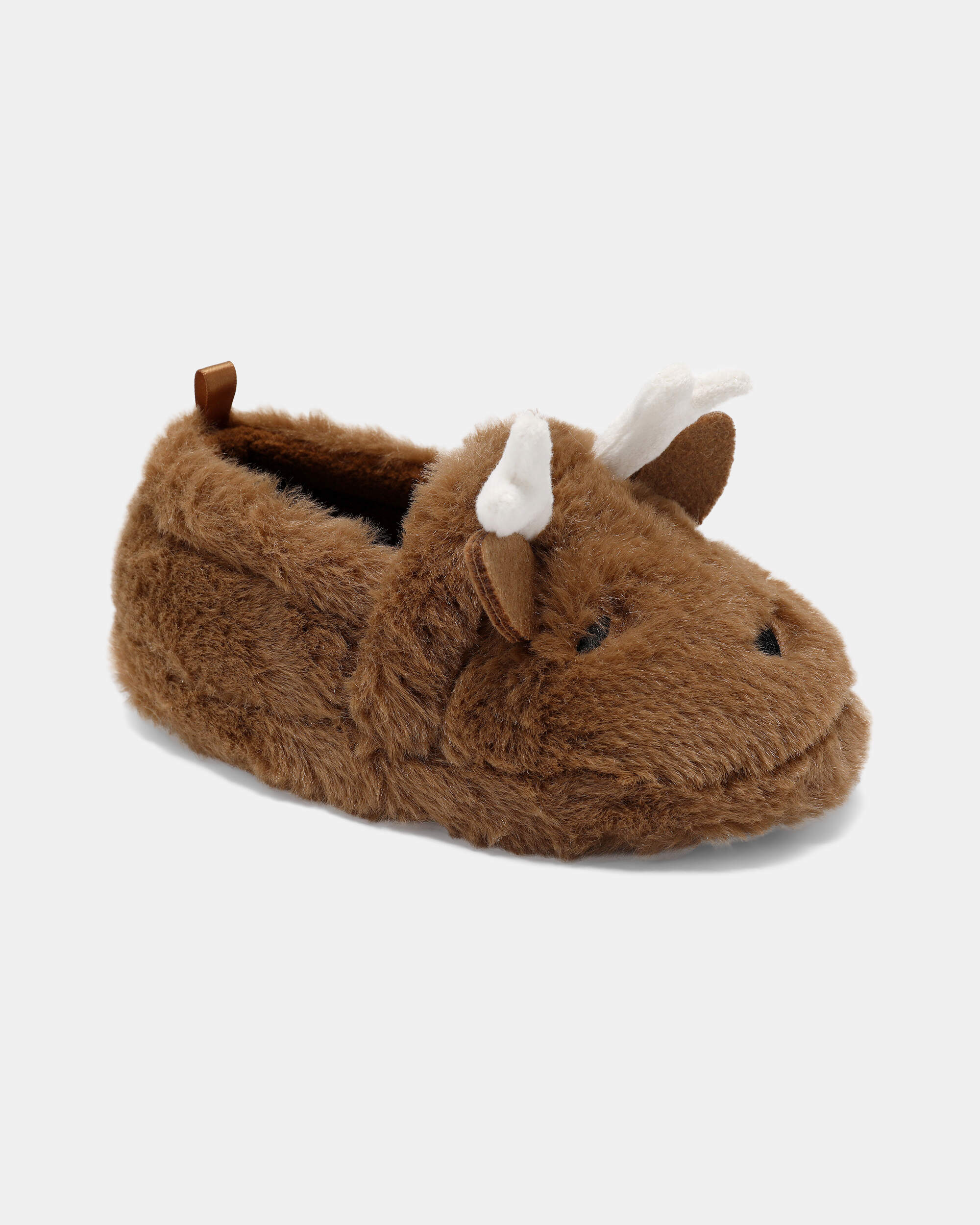 Boys Christmas Reindeer Slippers - Brown