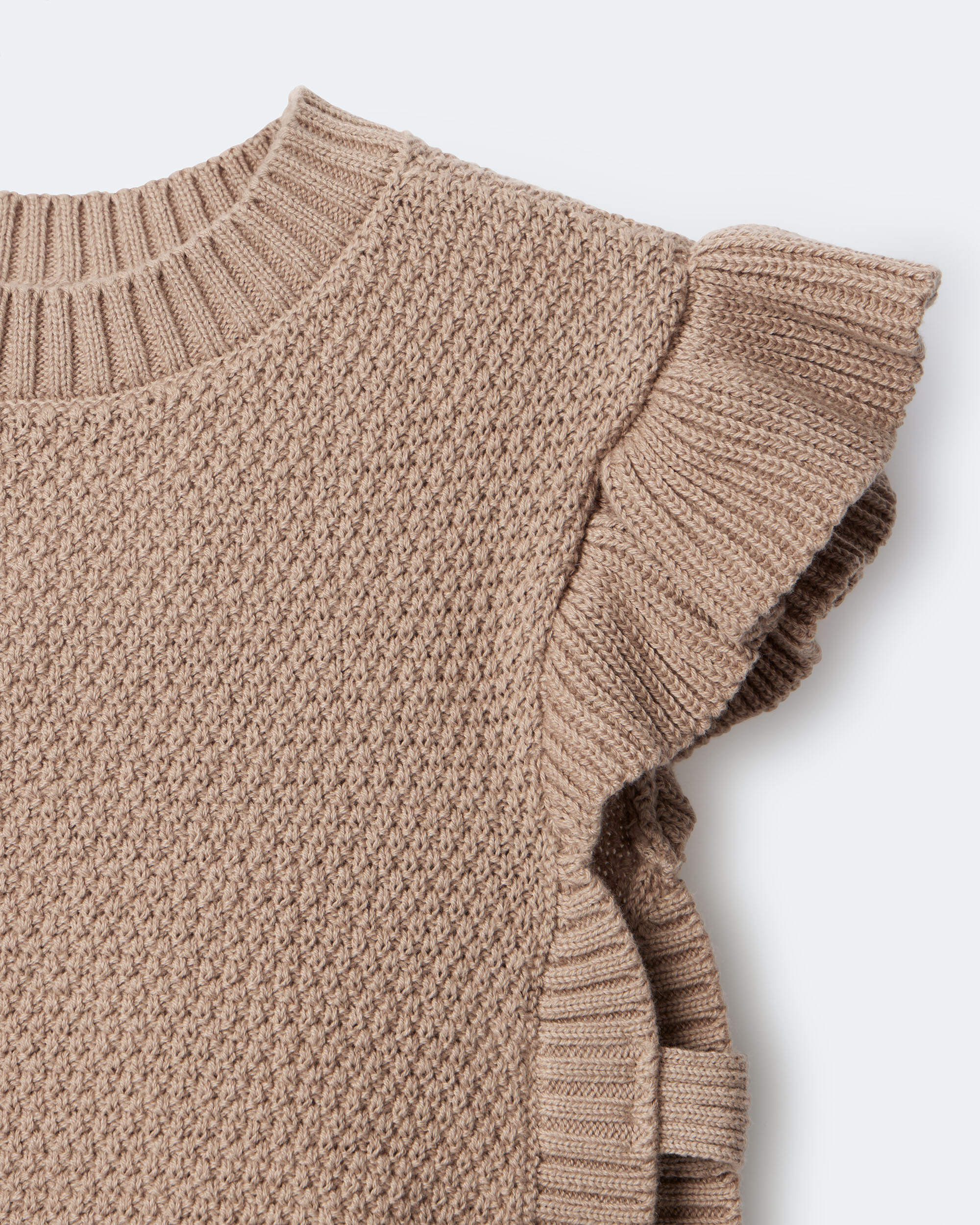 Toddler Girl Ruffle Sweater Vest - Tan