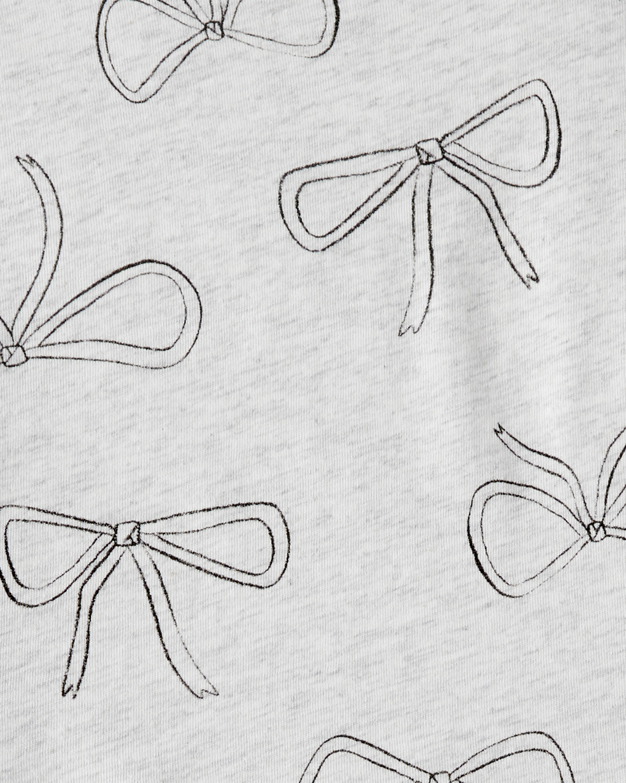 Girls Bow Print Long Sleeve Cotton Dress - Grey