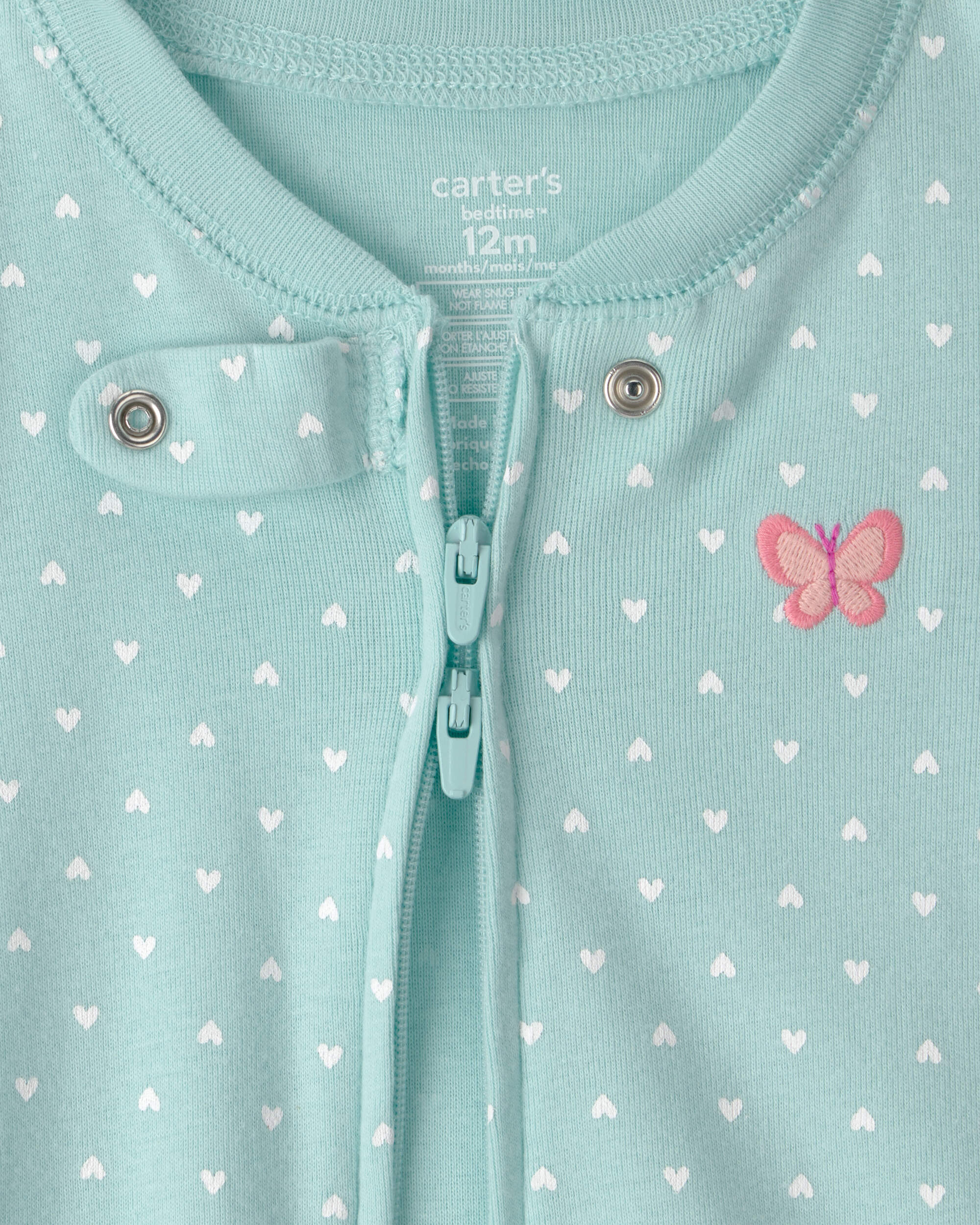 Baby Girl 2-Pack Floral Butterfly 100% Cotton Snug Fit 1-Piece pyjama - Blue/Pink