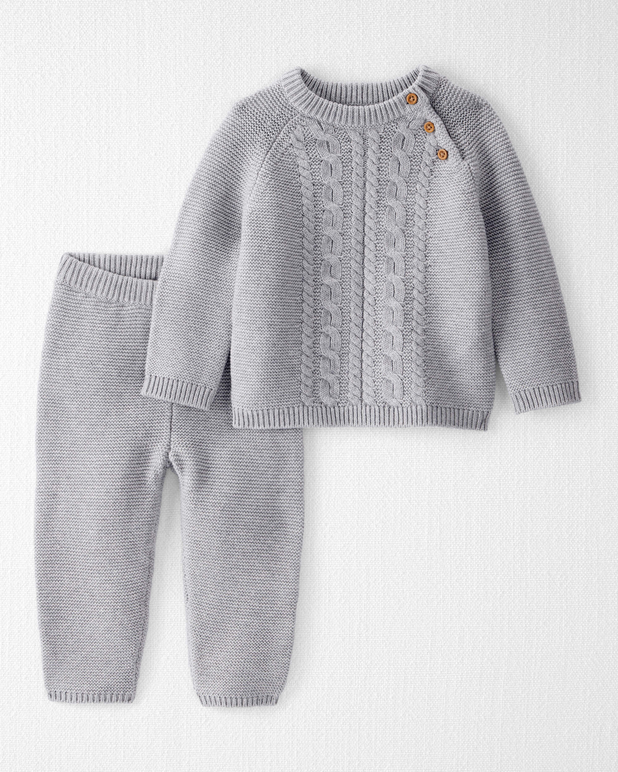 トップス andmary Heart cable knit set Grey ANDMARY】Heart cable knit set up