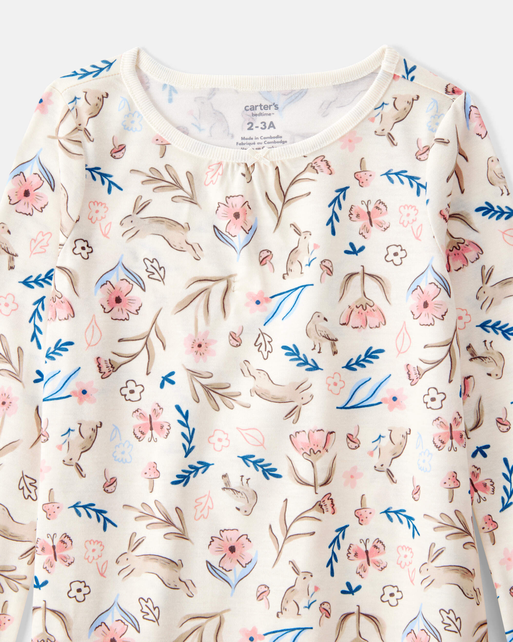 Girls 2-Pack Floral Bunnies Nightgowns