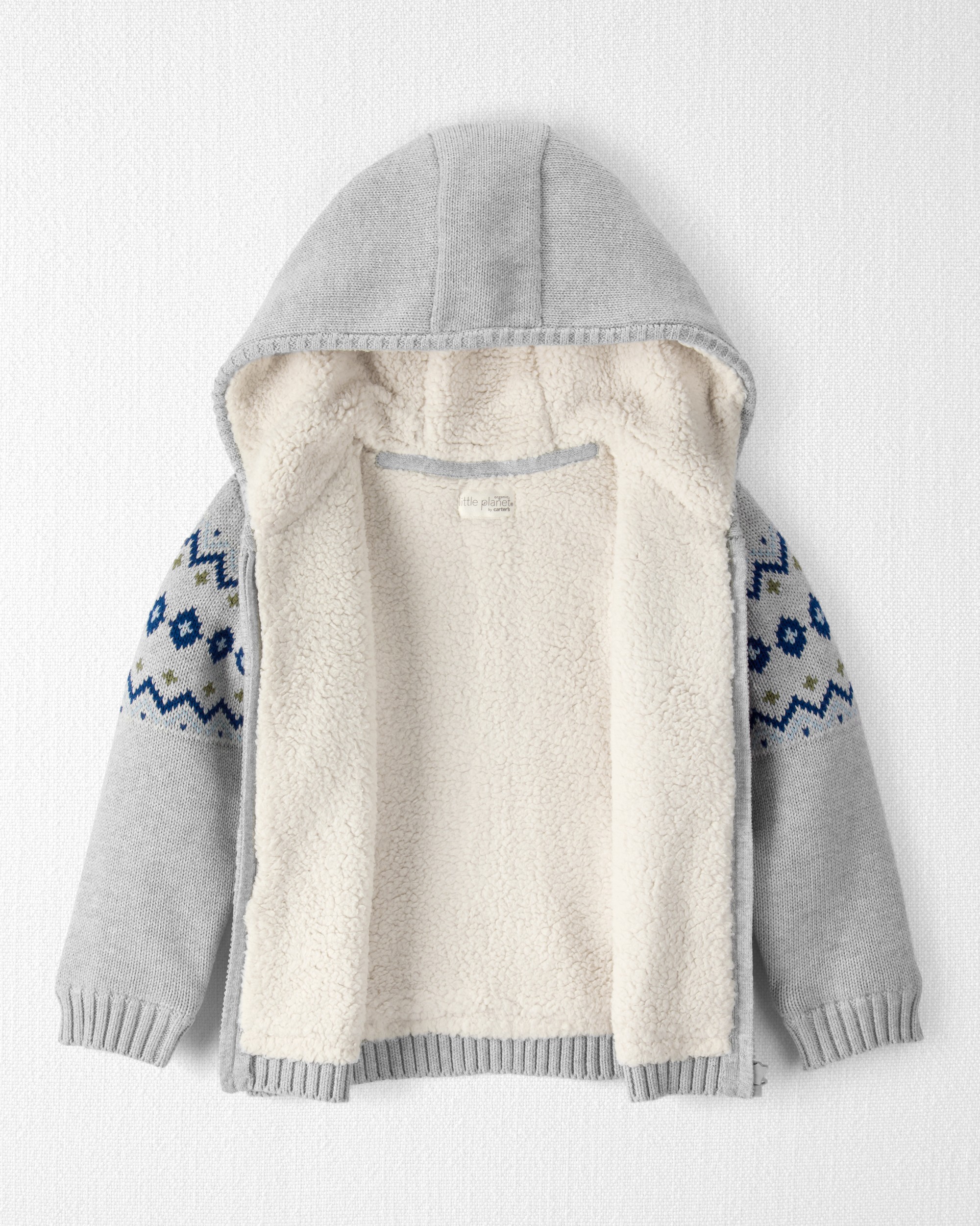 Toddler Boy Organic Cotton Fair Isle Sweater Knit Jacket