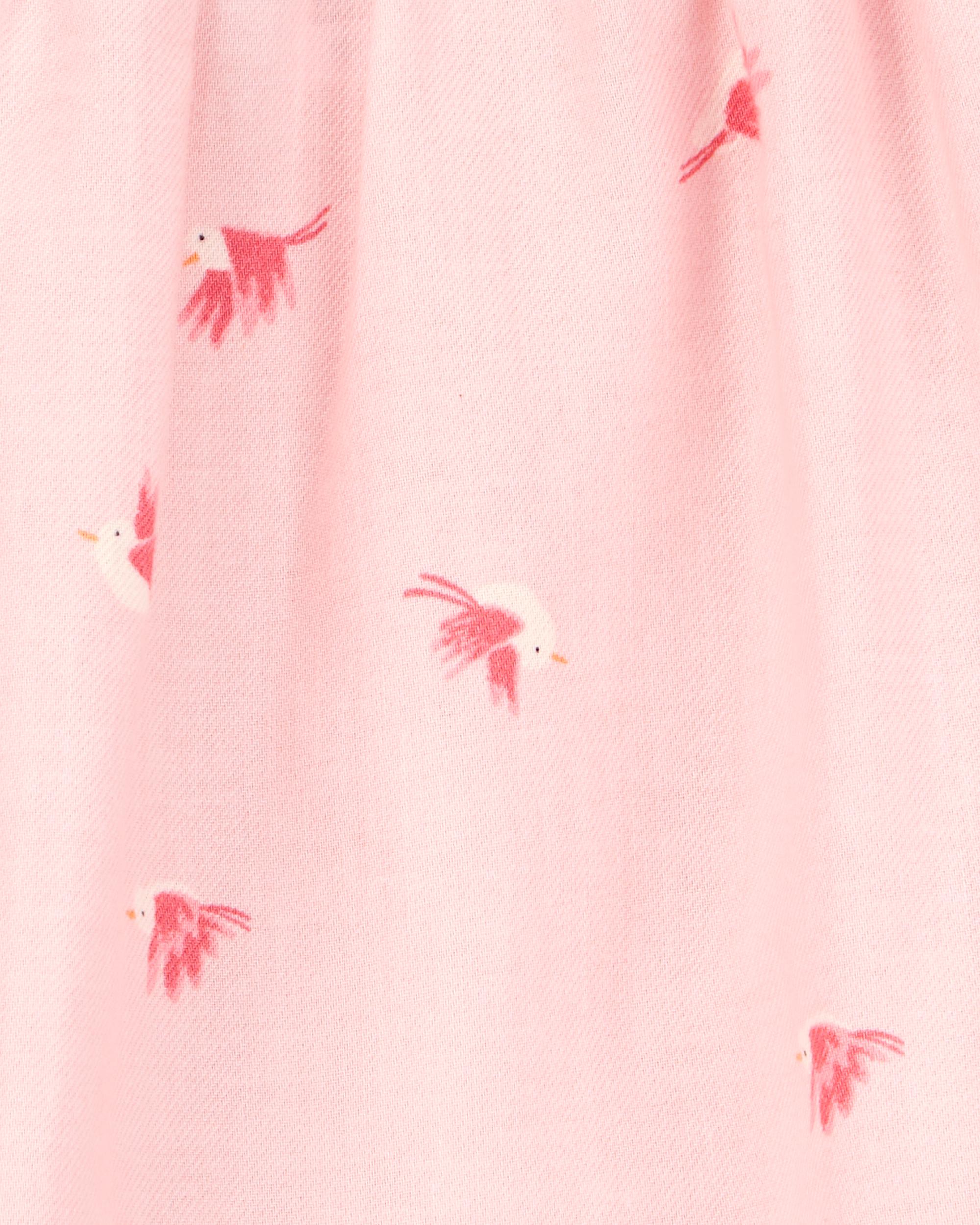 Baby Girl Bird Print Tank Romper - Pink
