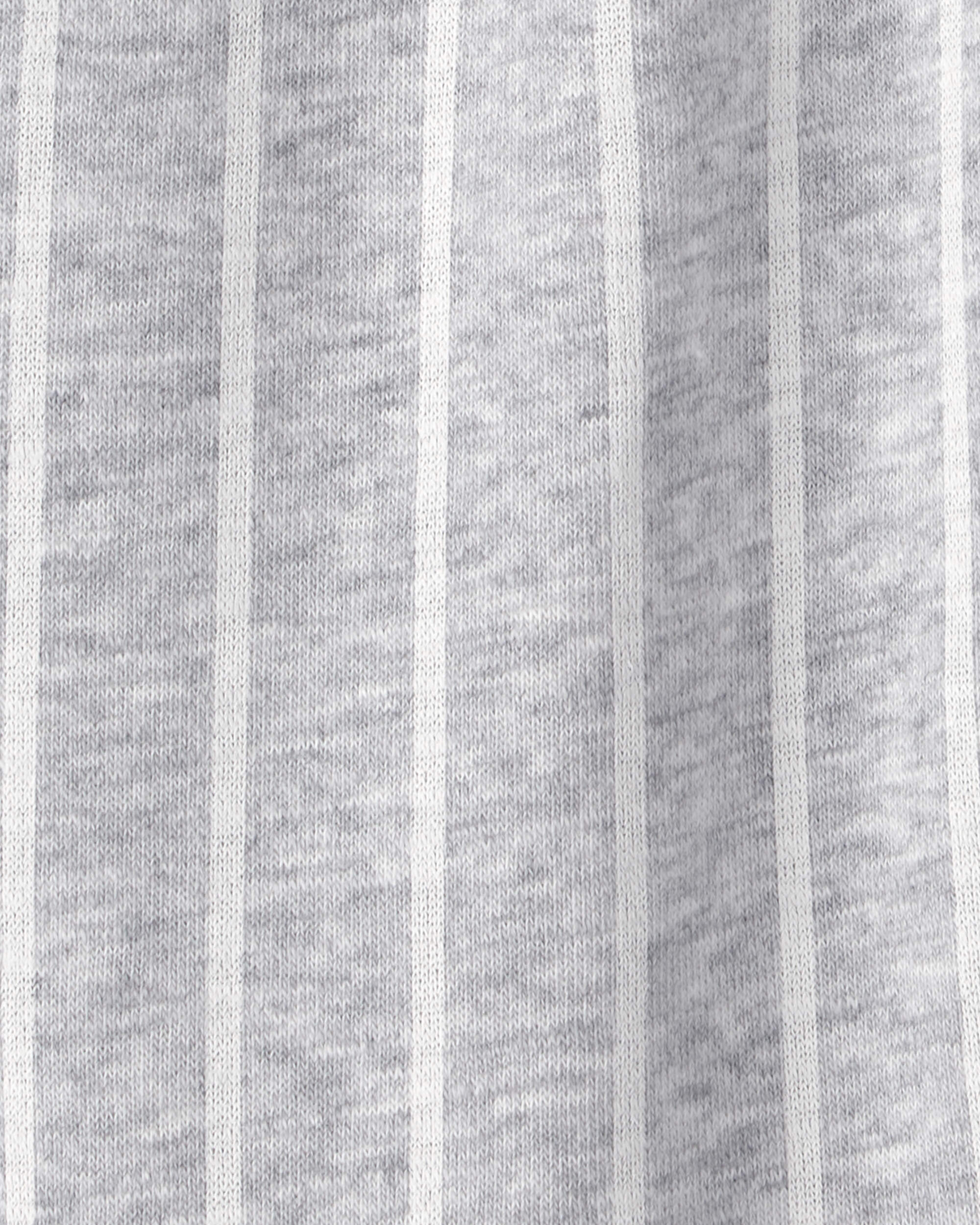 Baby Striped French Terry Pants - Grey/White