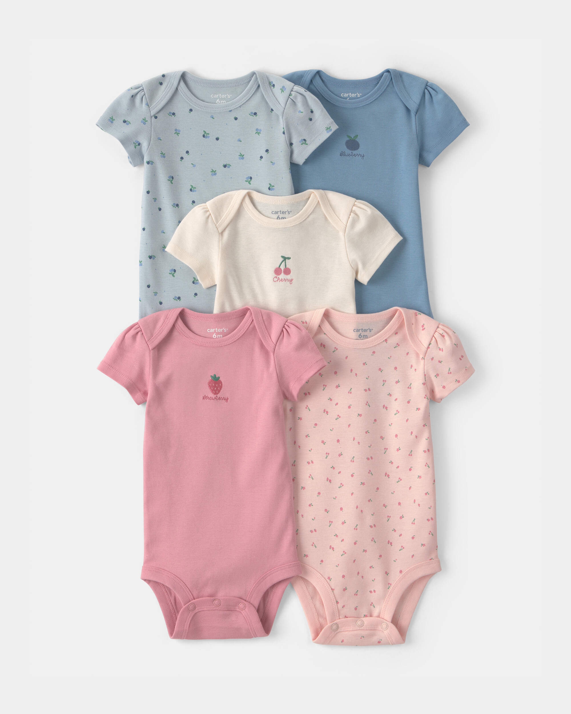 Baby Girl 5-Pack Fruit Multipack Bodysuits