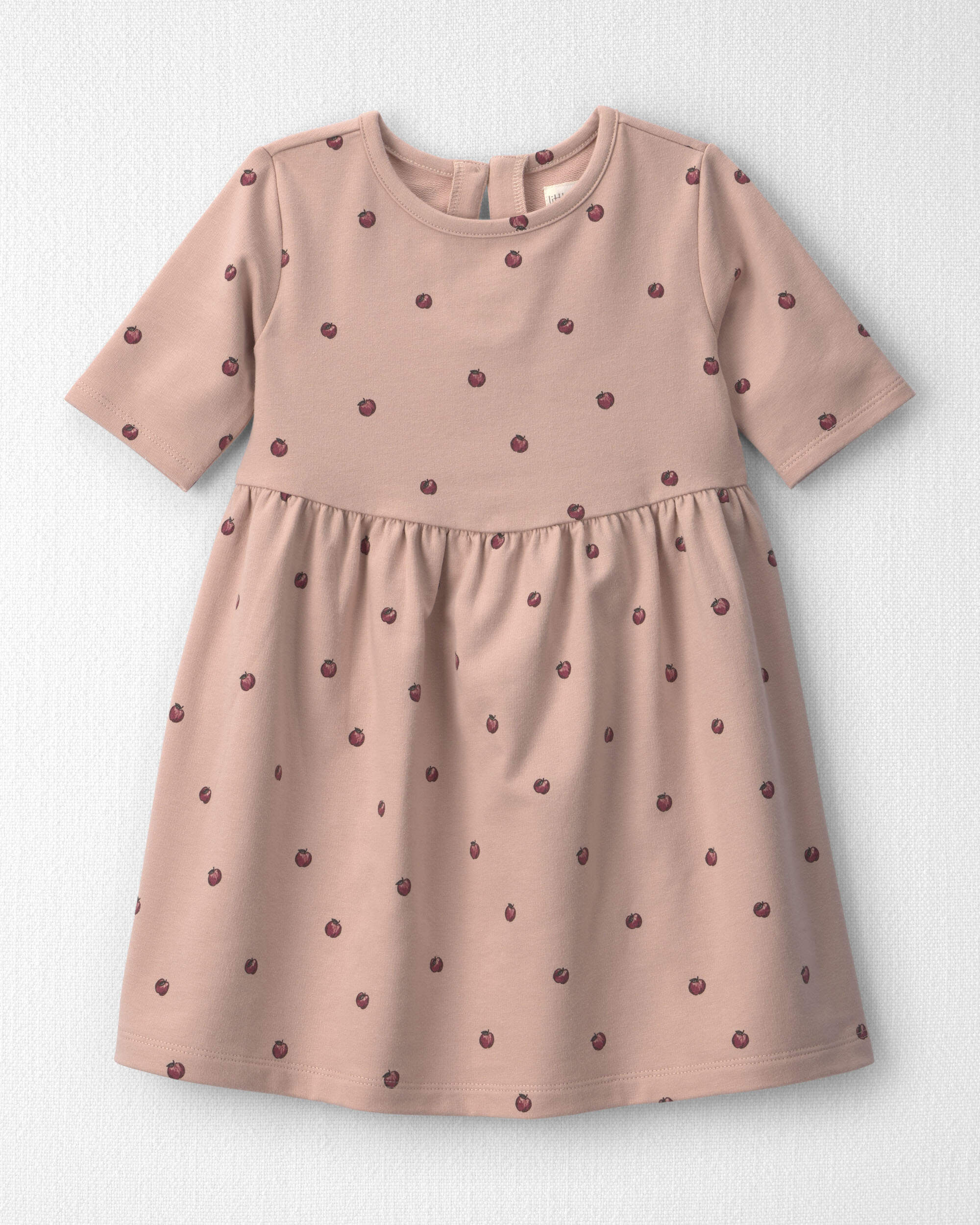 Toddler Girl Organic Cotton French Terry Dress Apples