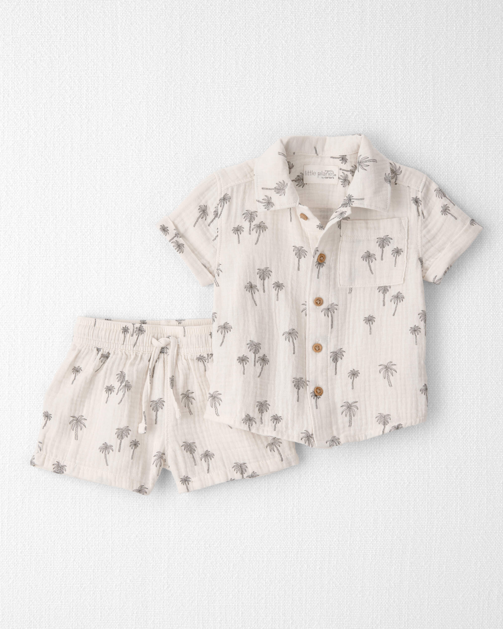 Baby Boy 2-Piece Gauze Top & Short Set Palm Trees