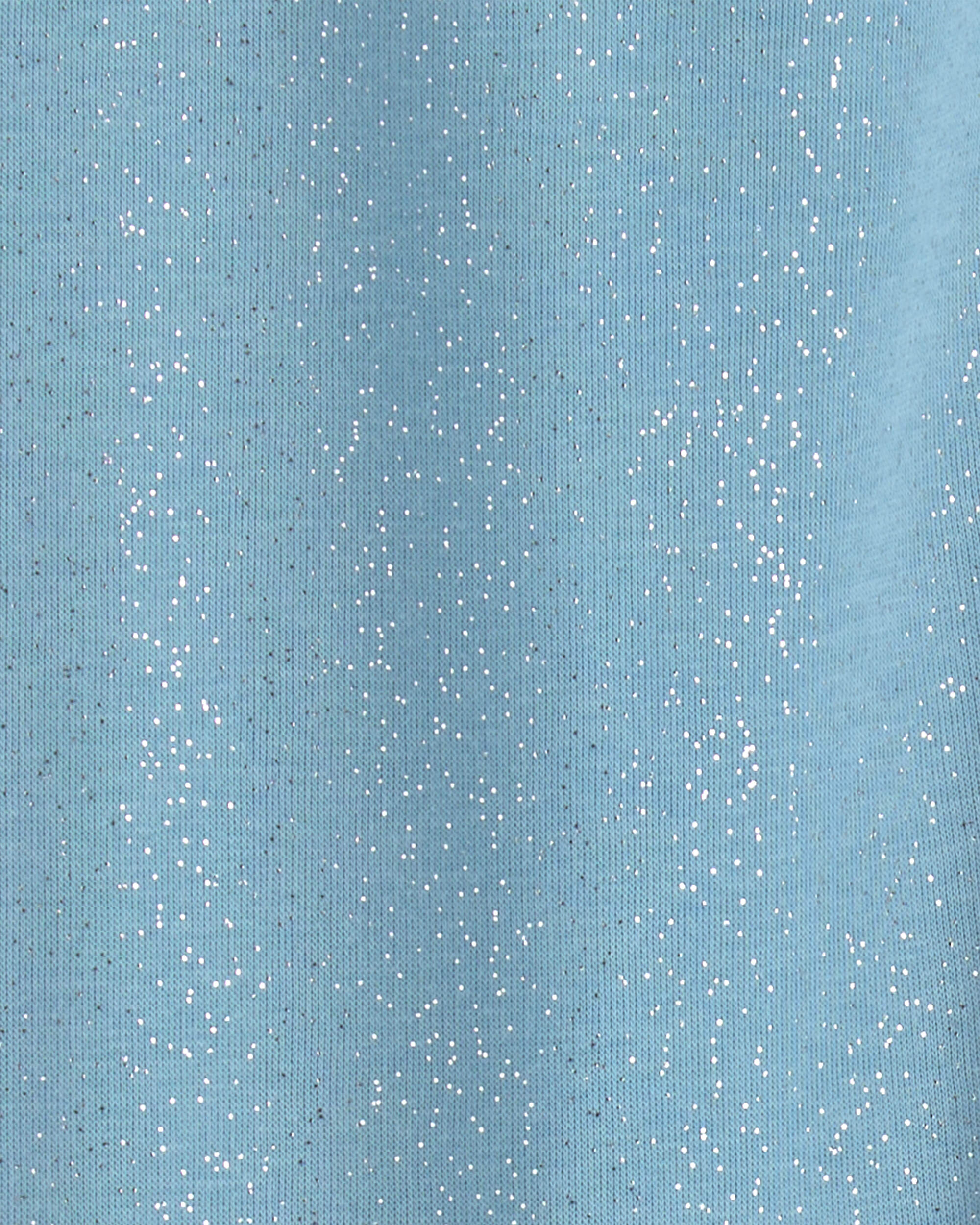 Girls Glitter Fleece Pull-On Stretch Leggings - Blue