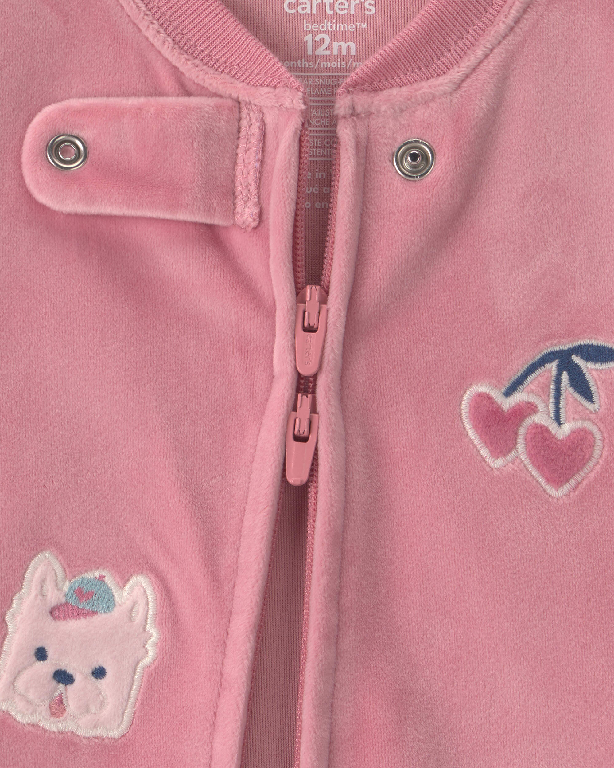 Baby Girl 1-Piece Icon 2-Way Zip DreamPlush Snug Fit Footed Pyjama - Pink