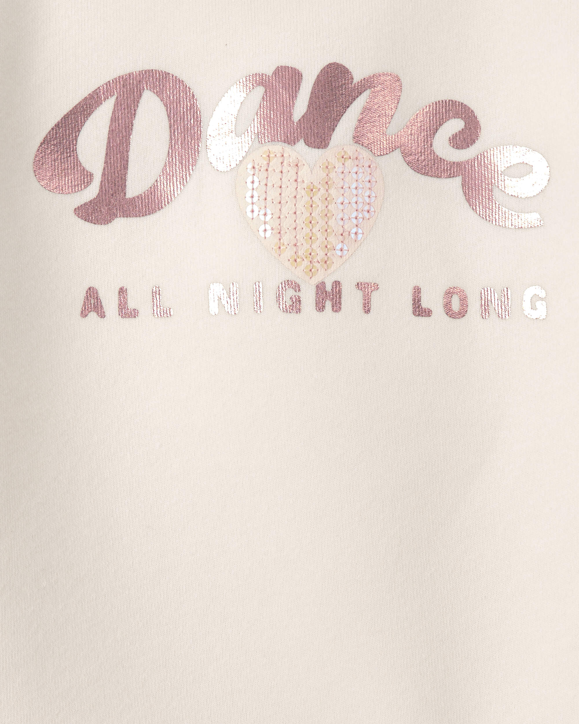 Toddler Girl 'Dance All Night Long' Heart Fleece Pullover Sweatshirt - Cream