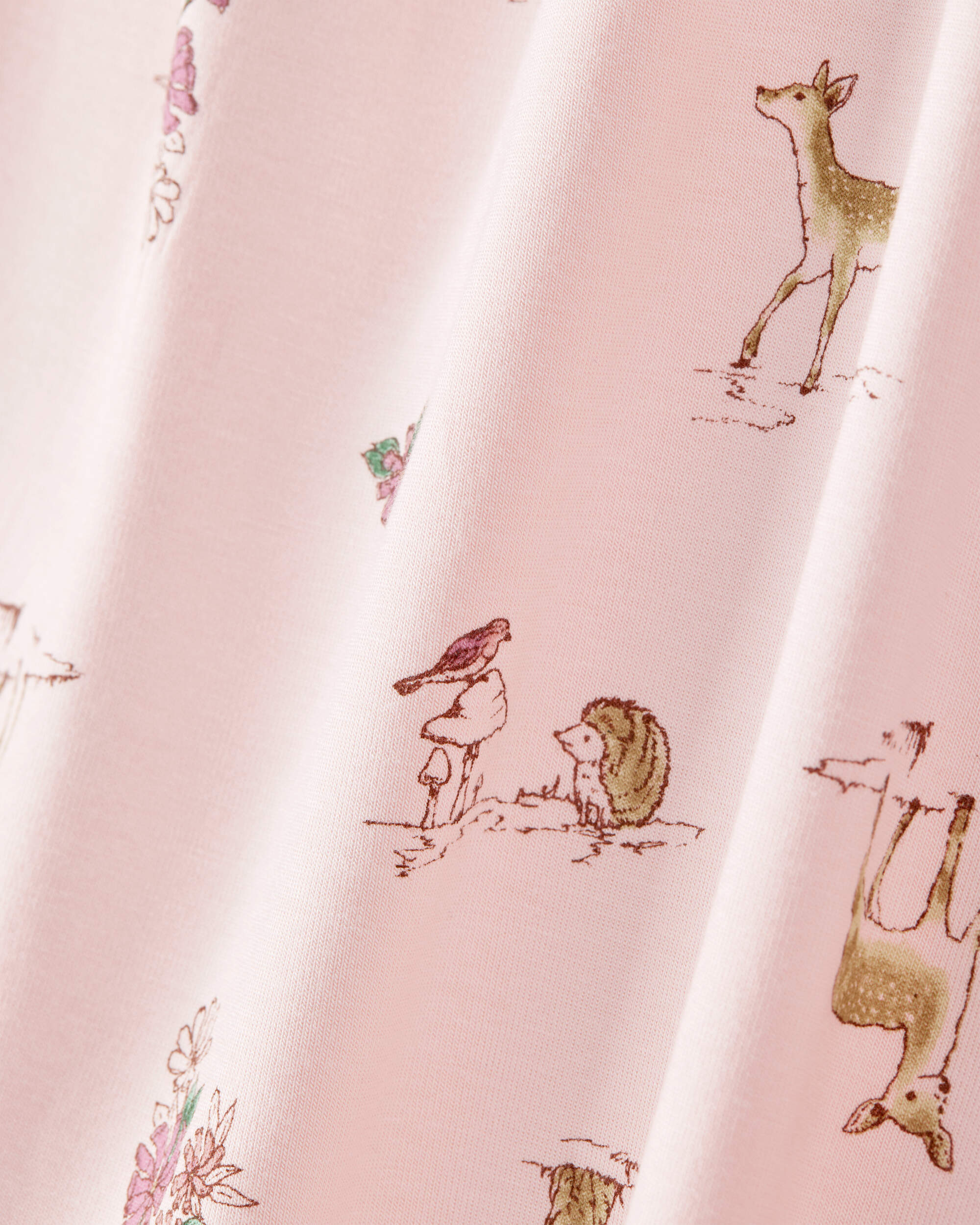 Girls Deer & Floral Print PurelySoft Long-Sleeve 2-Piece pyjamas - Pink