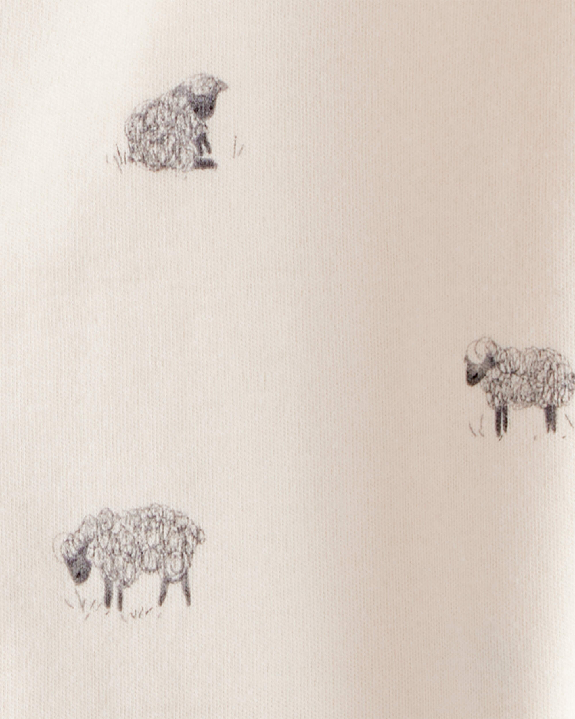 Baby Sheep Print 100% Cotton Long-Sleeve Sleeper - Brown