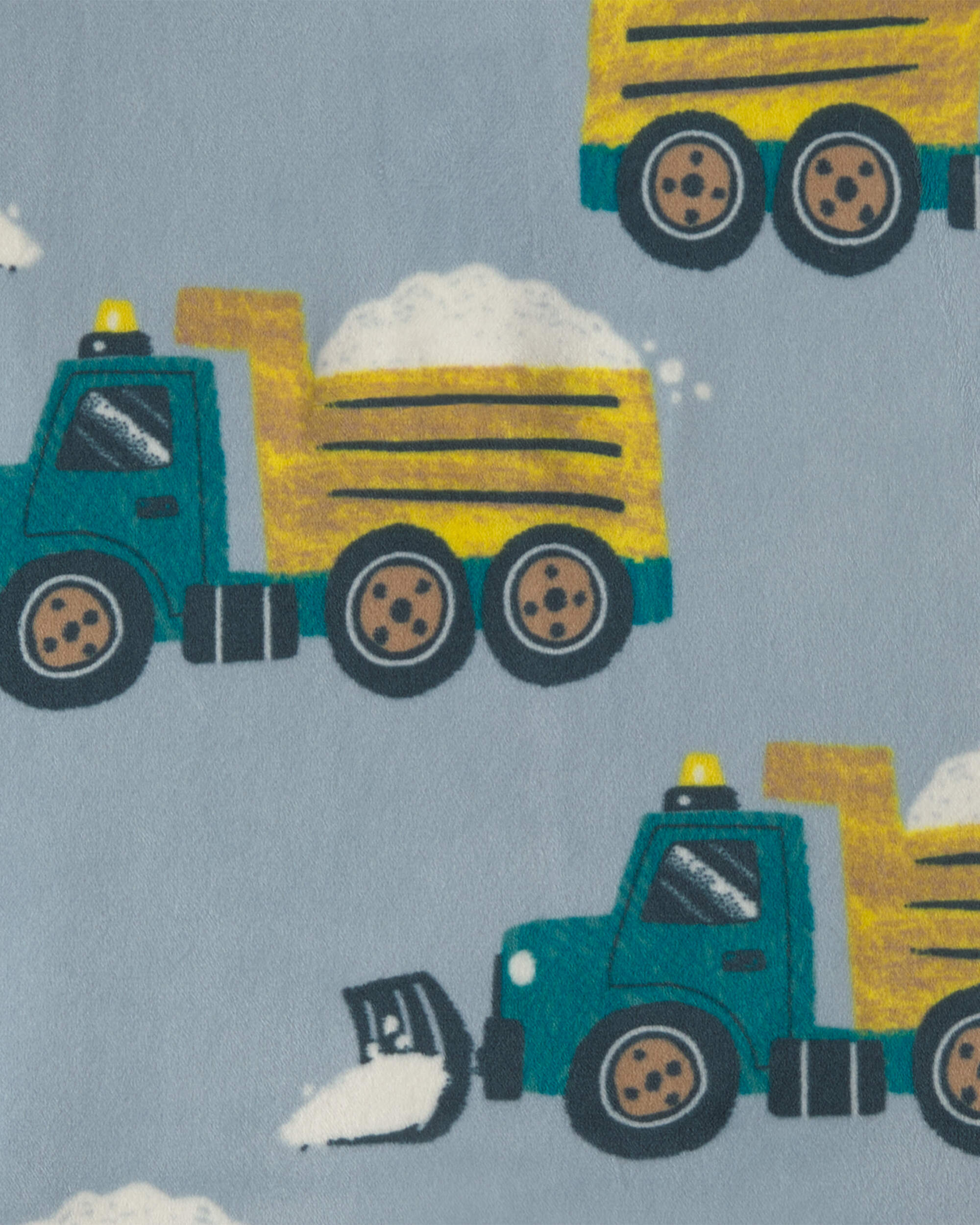 Baby Boy 1-Piece Snow Truck 2-Way Zip DreamPlush Snug Fit Footed Pyjama - Blue