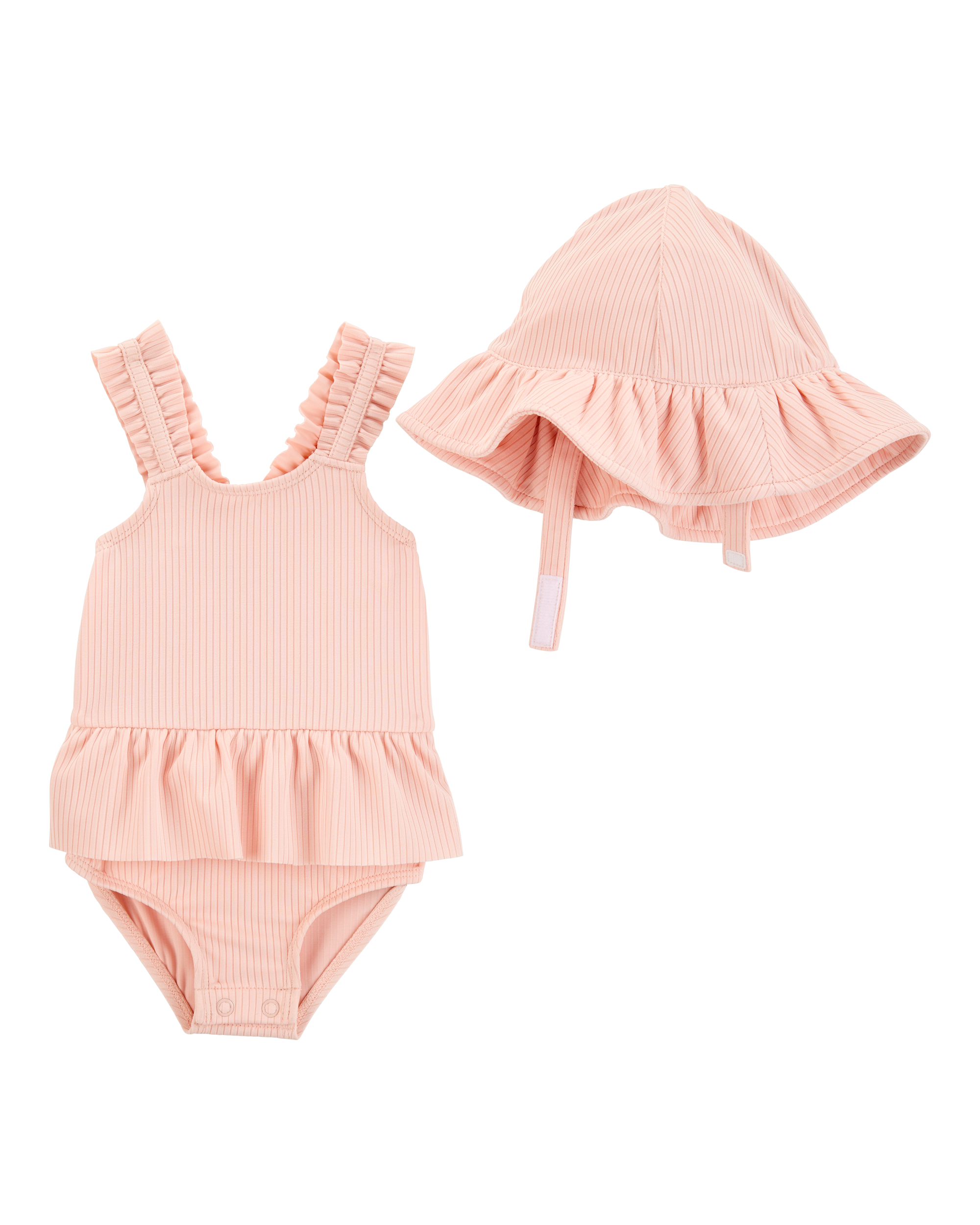 Baby 2-Piece Sun Hat & Ruffle 1-Piece Swimsuit Set