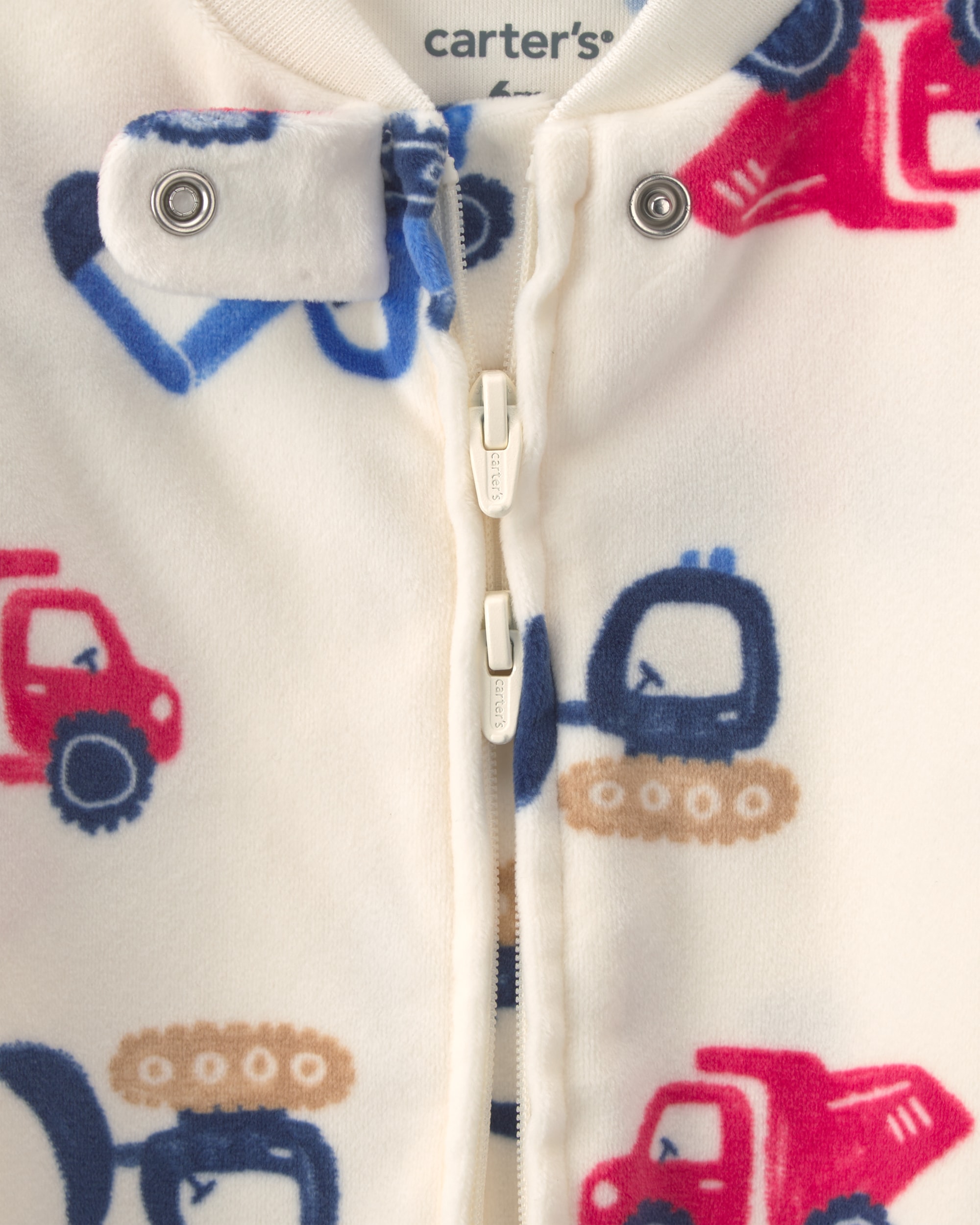 Baby Boy Construction 2-Way Zip DreamPlush Sleeper - Cream