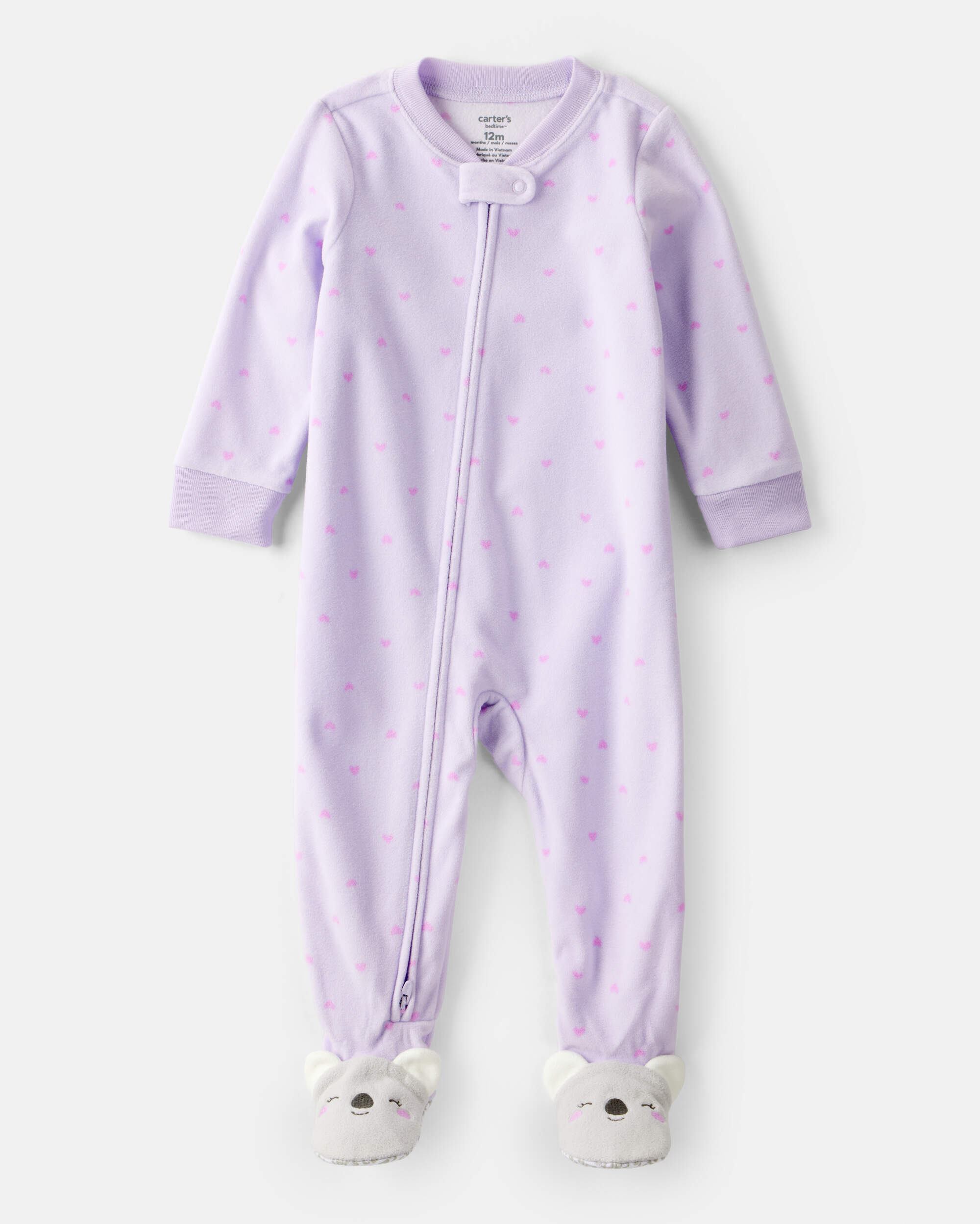 Baby Girl Koala & Heart Loose Fit 1-Piece Pyjamas - Purple