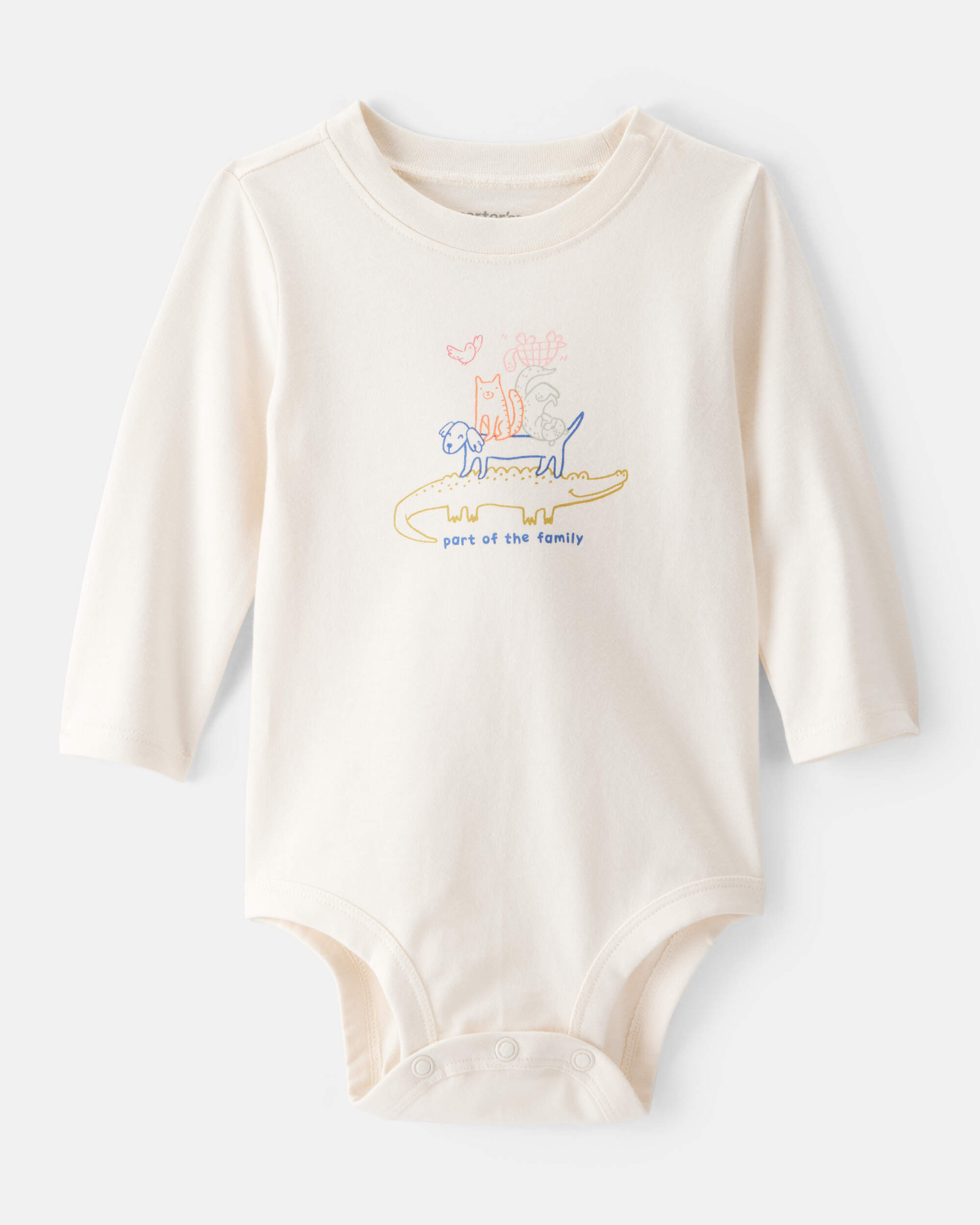 Baby Family Cotton Long-Sleeve Graphic Bodysuit - White