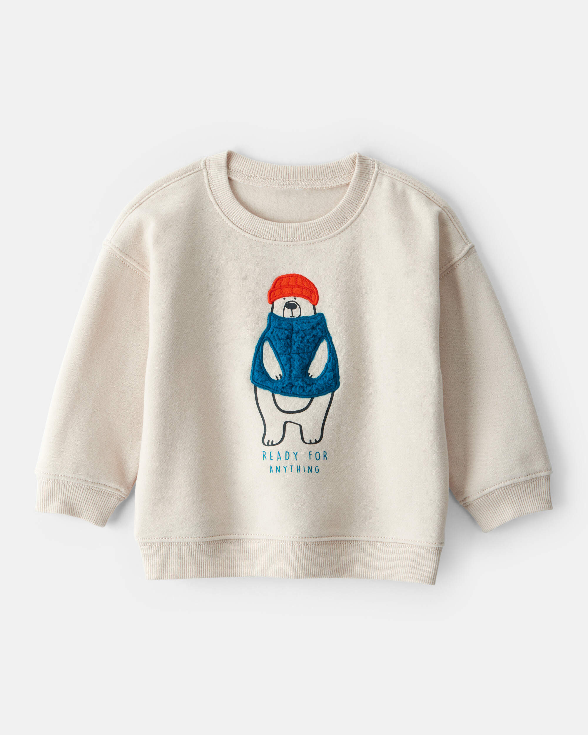 Baby Boy DayDream Fleece Bear Pullover Sweatshirt - Cream