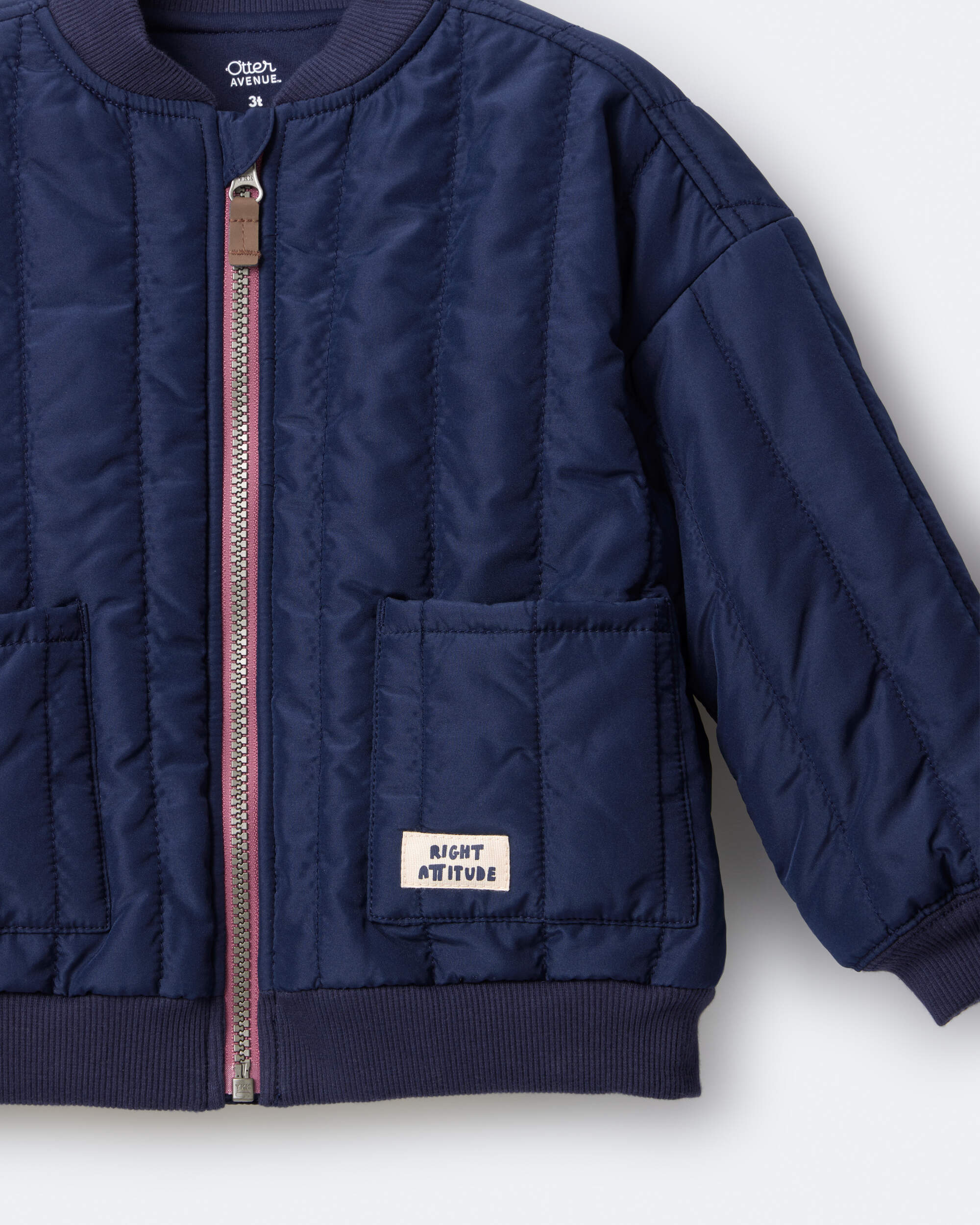 Toddler Quilted Bomber Jacket - Navy