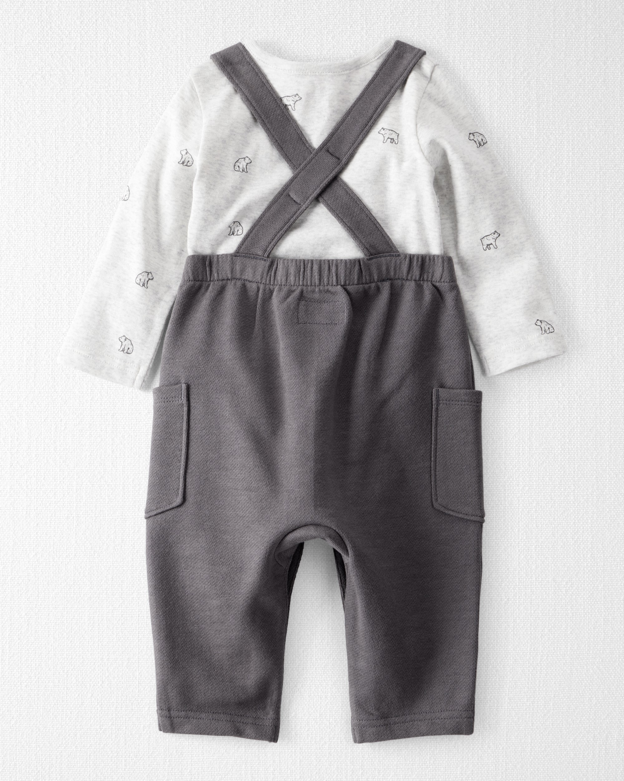 Baby 2-Piece Organic Cotton Overall Set Bear Print