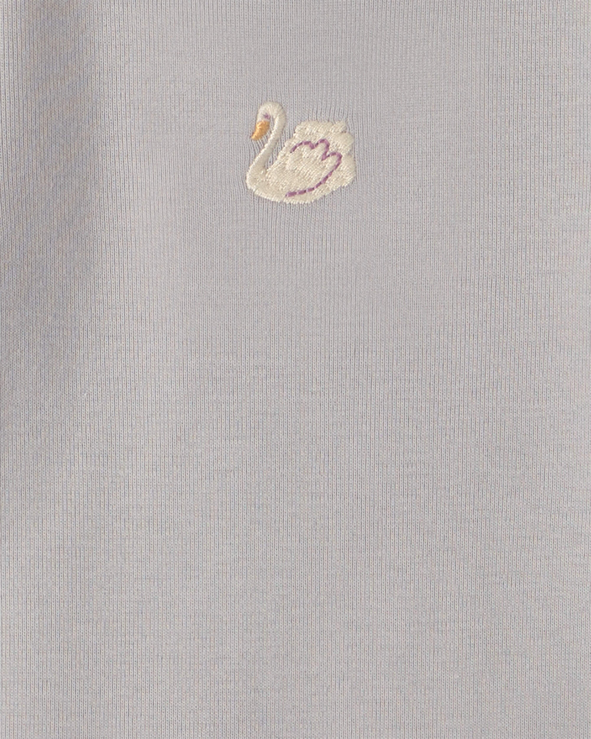 Baby Girl 4-Pack Swan Floral Long-Sleeve Bodysuits - Grey/Purple/Ivory