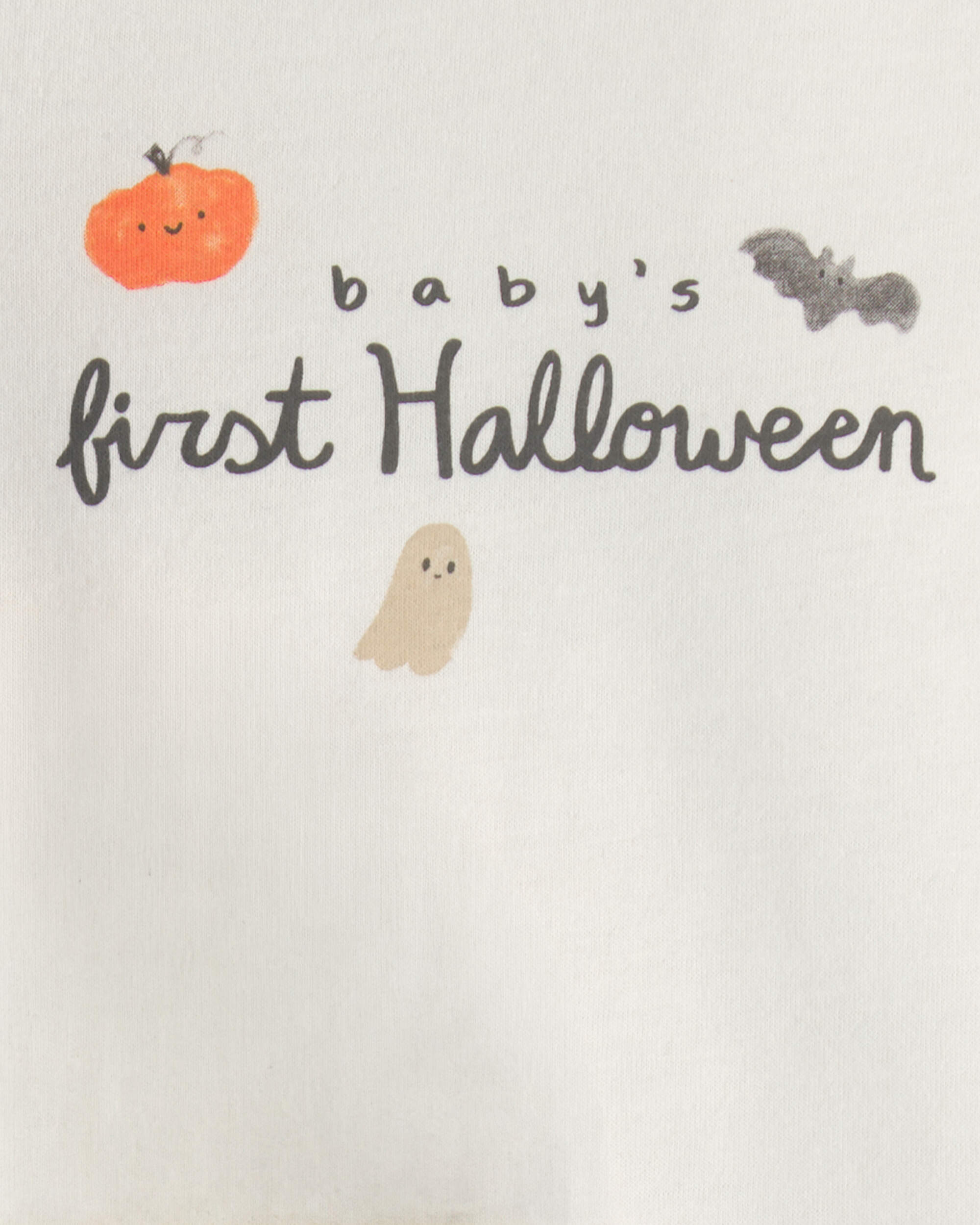 Baby 2-Piece 'Baby's First Halloween' Long-Sleeve Bodysuit & Pant Set - Orange/Cream