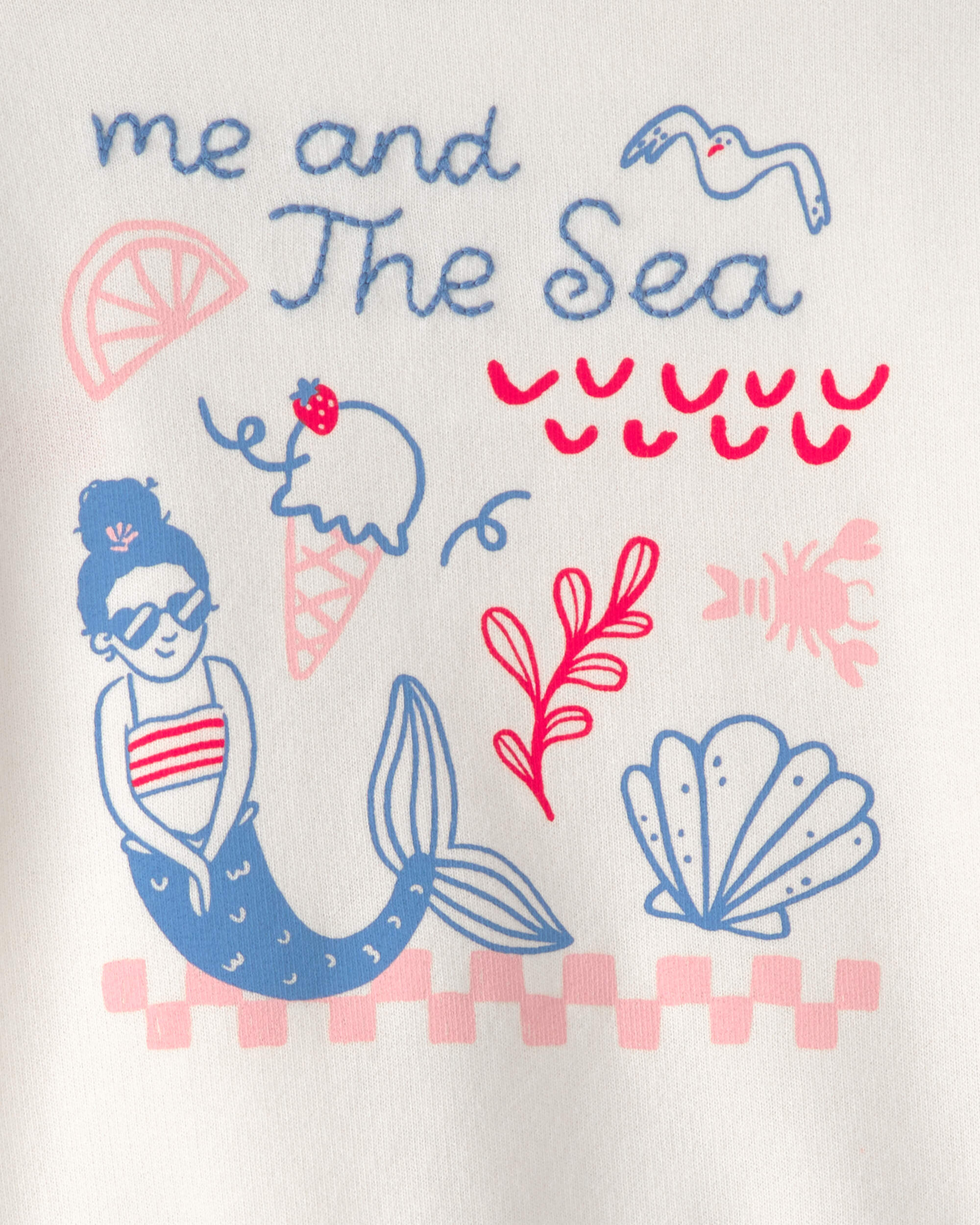 Baby Girl Mermaid French Terry Pullover Sweatshirt - Ivory