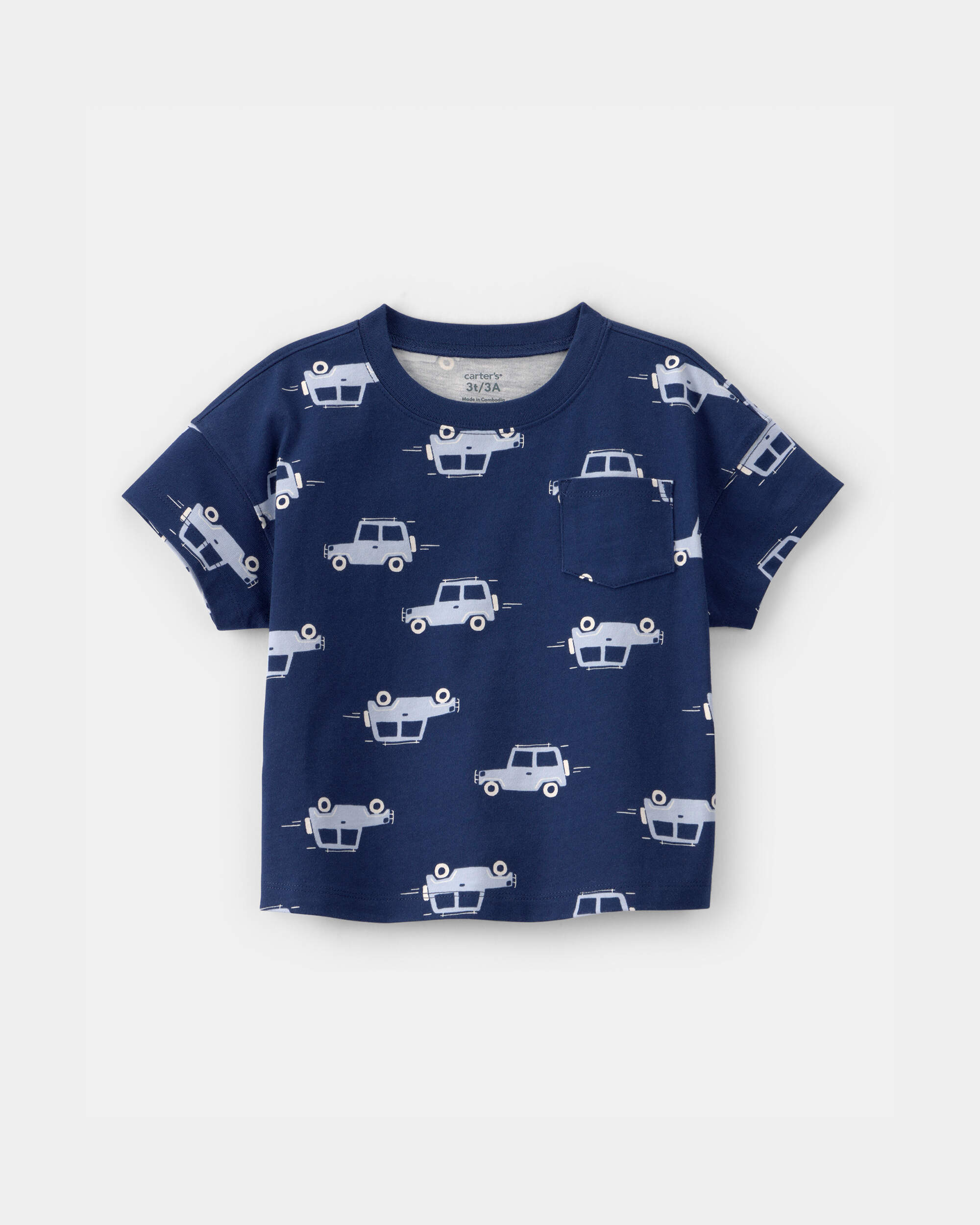Toddler Boy Car Pocket Tee - Blue
