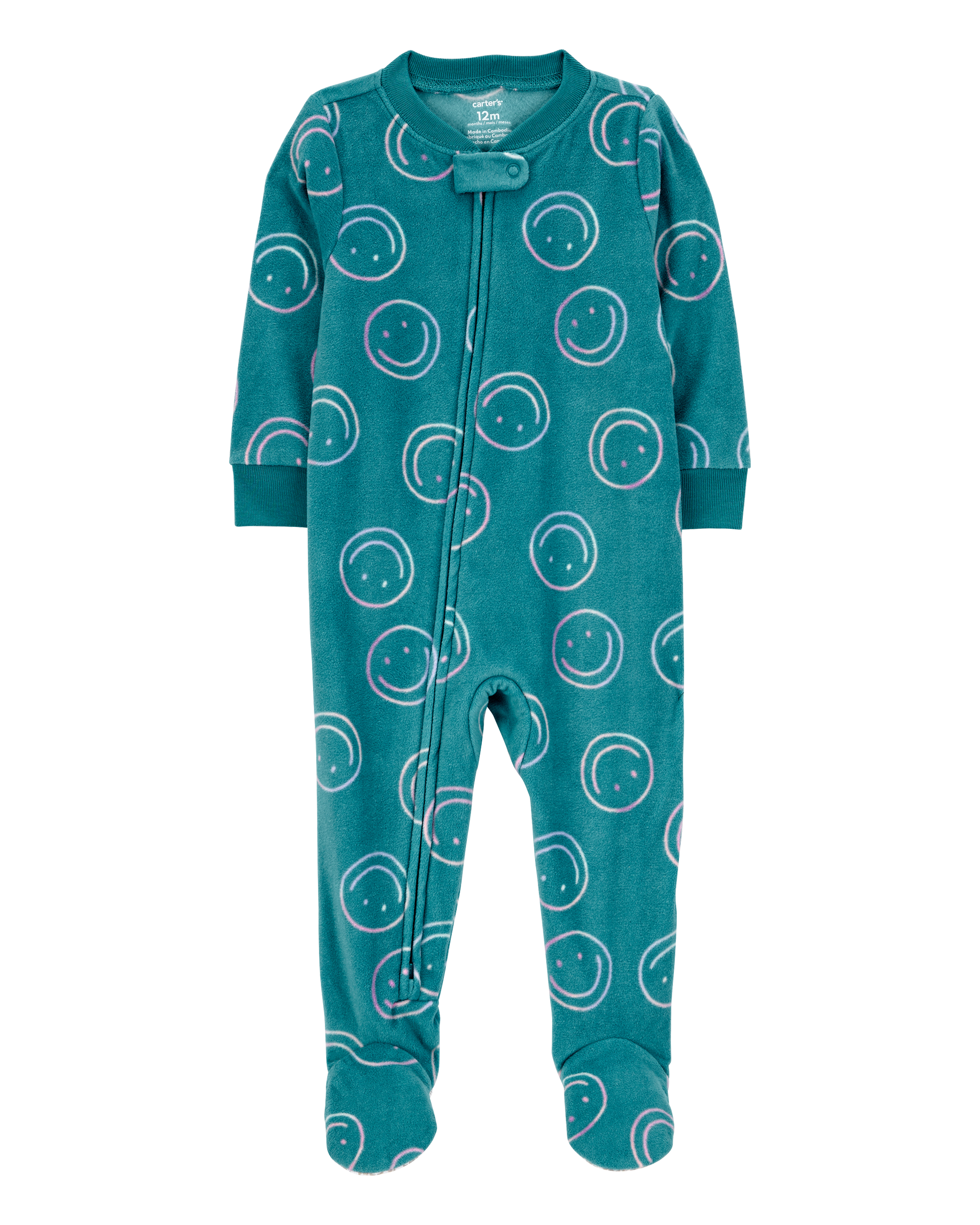 Toddler 1-Piece Smiley Face Fleece Footie Pyjamas