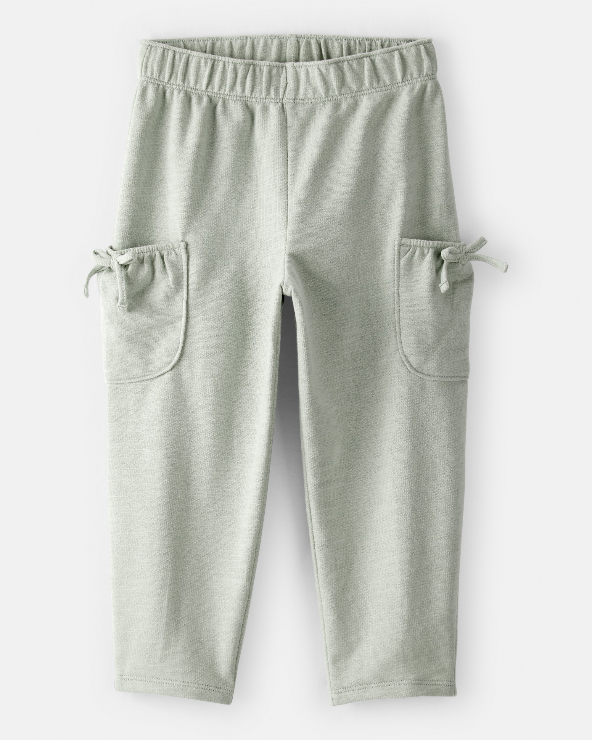 Toddler Girl Bow Pocket French Terry Pants - Green