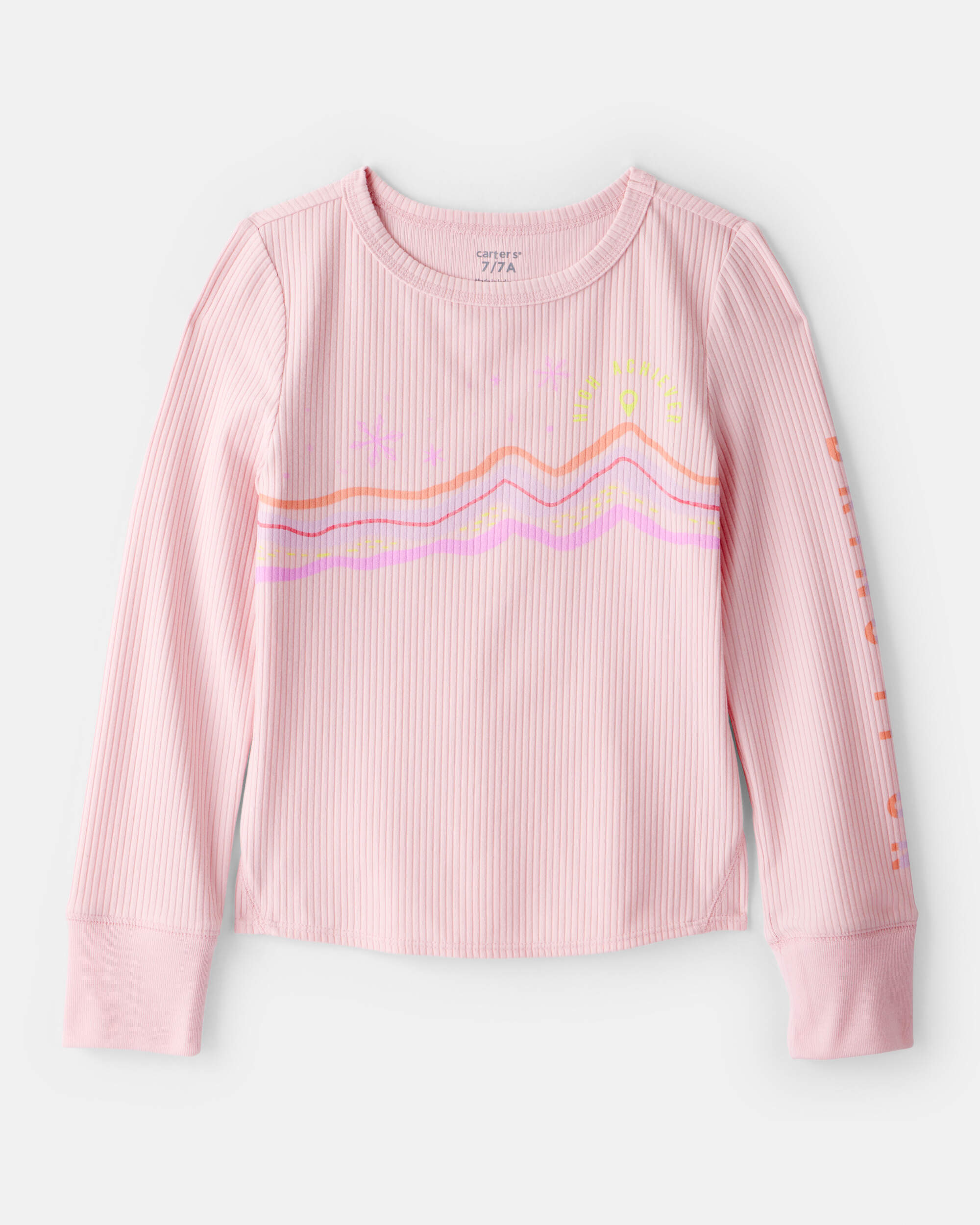 Girls Active Rib Long-Sleeve Top - Pink