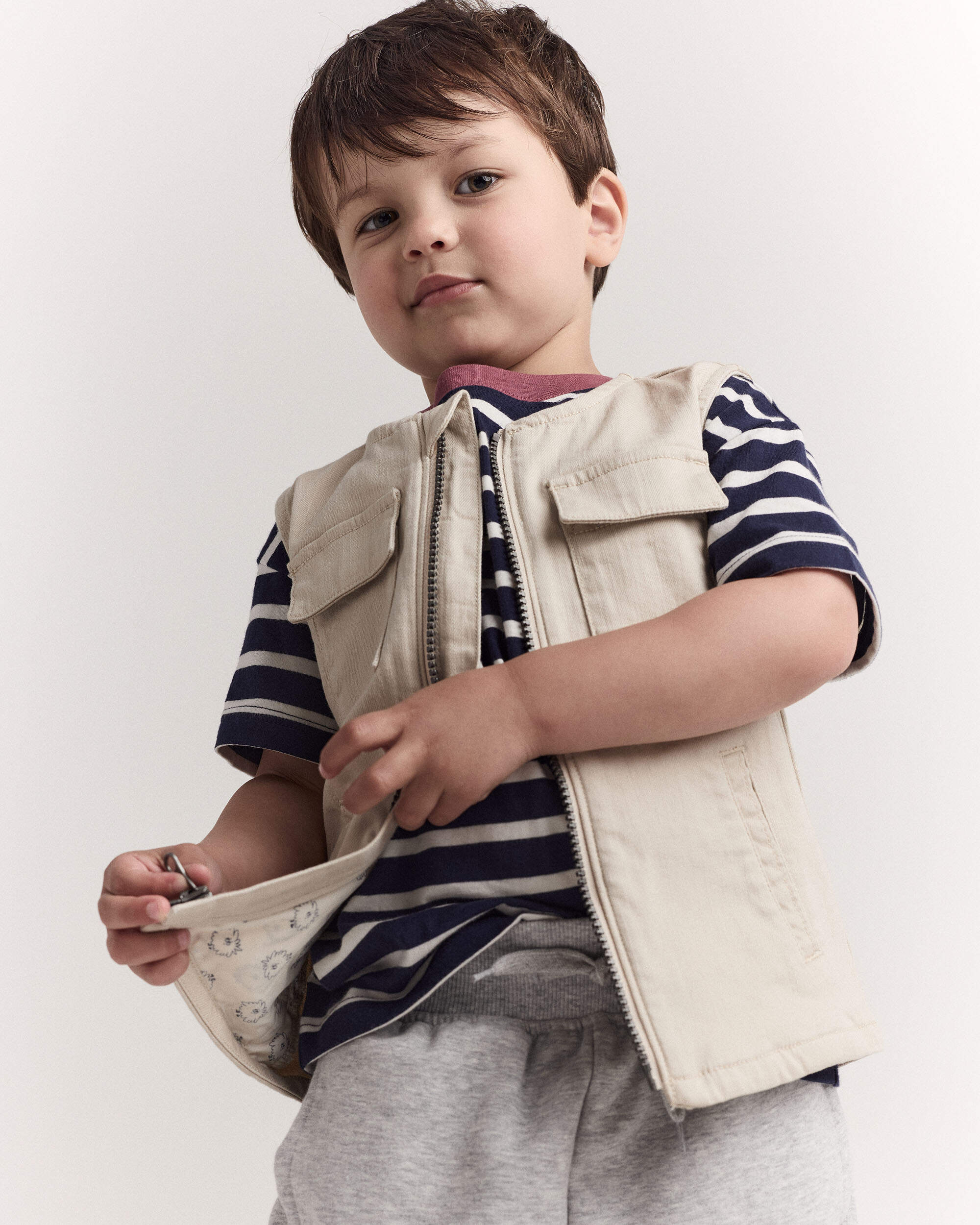 Toddler Zip-Up Vest - Khaki
