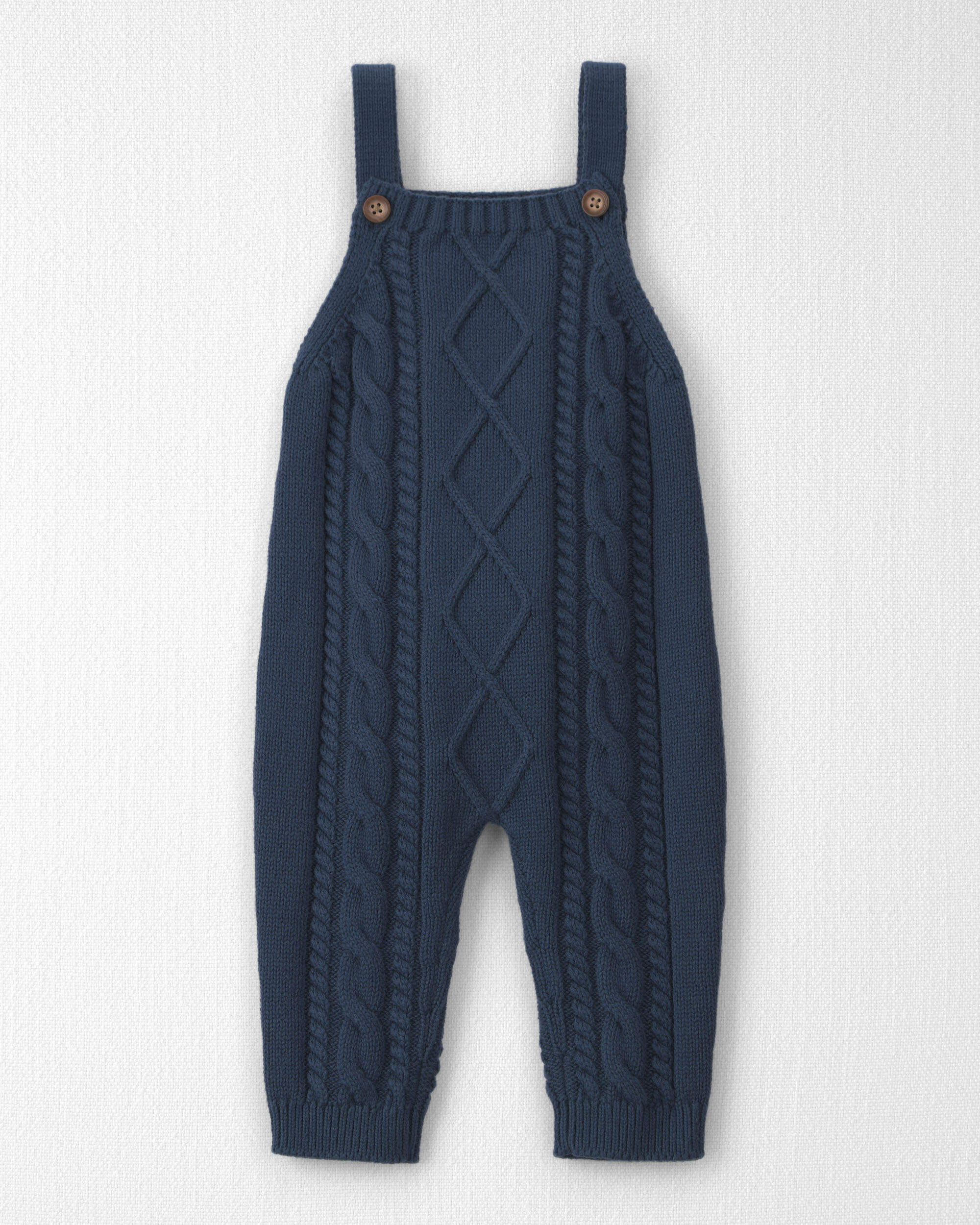 Baby Boy Organic Cotton Cable Knit Overalls