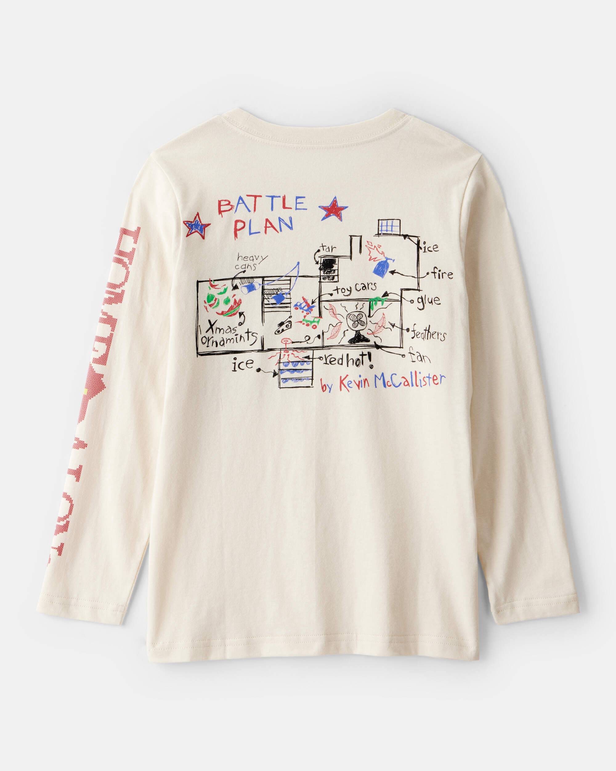 Boys Christmas Home Alone Long-Sleeve Graphic Tee - Cream