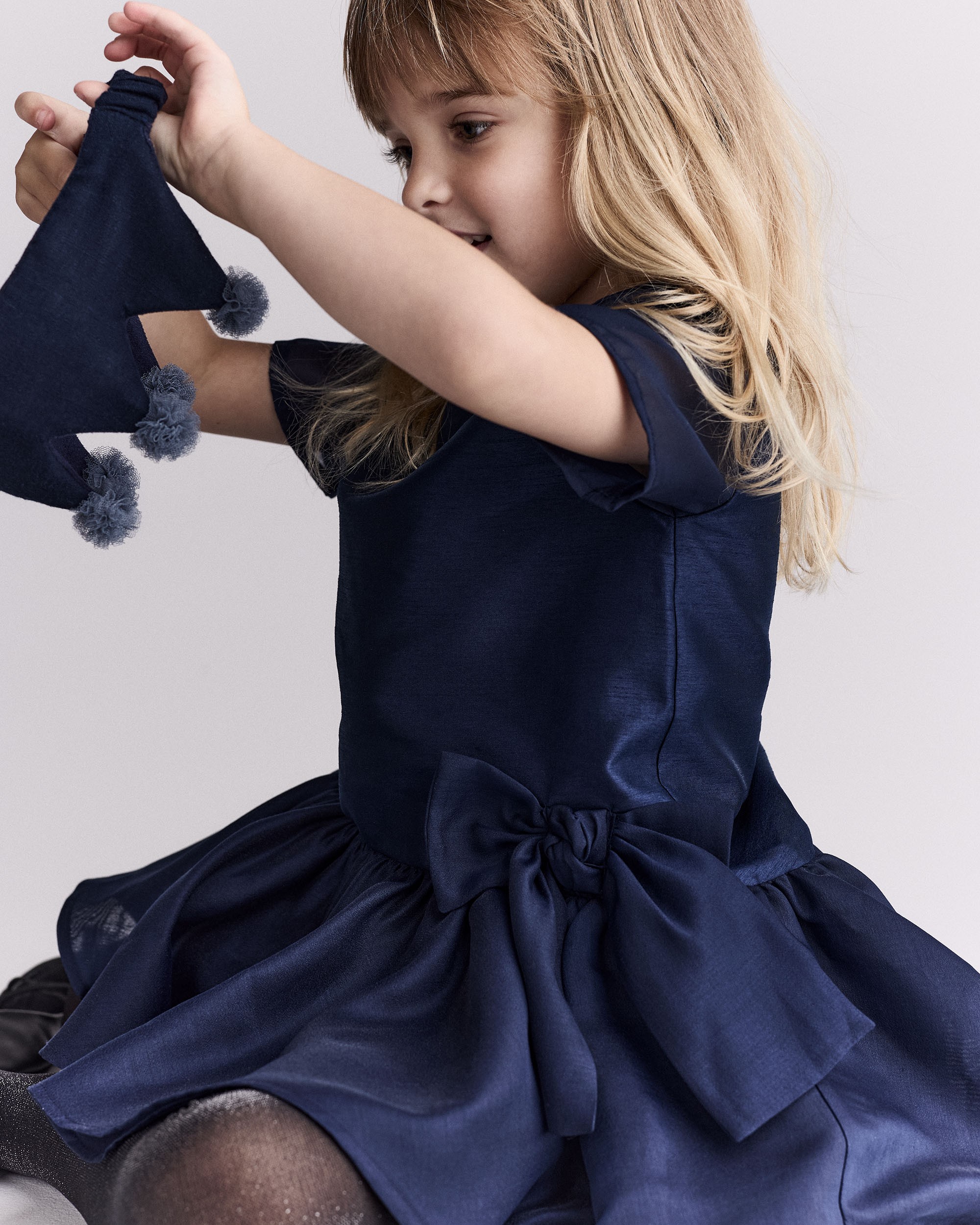 Toddler Girl Drop Waist Short-Sleeve Dress - Navy