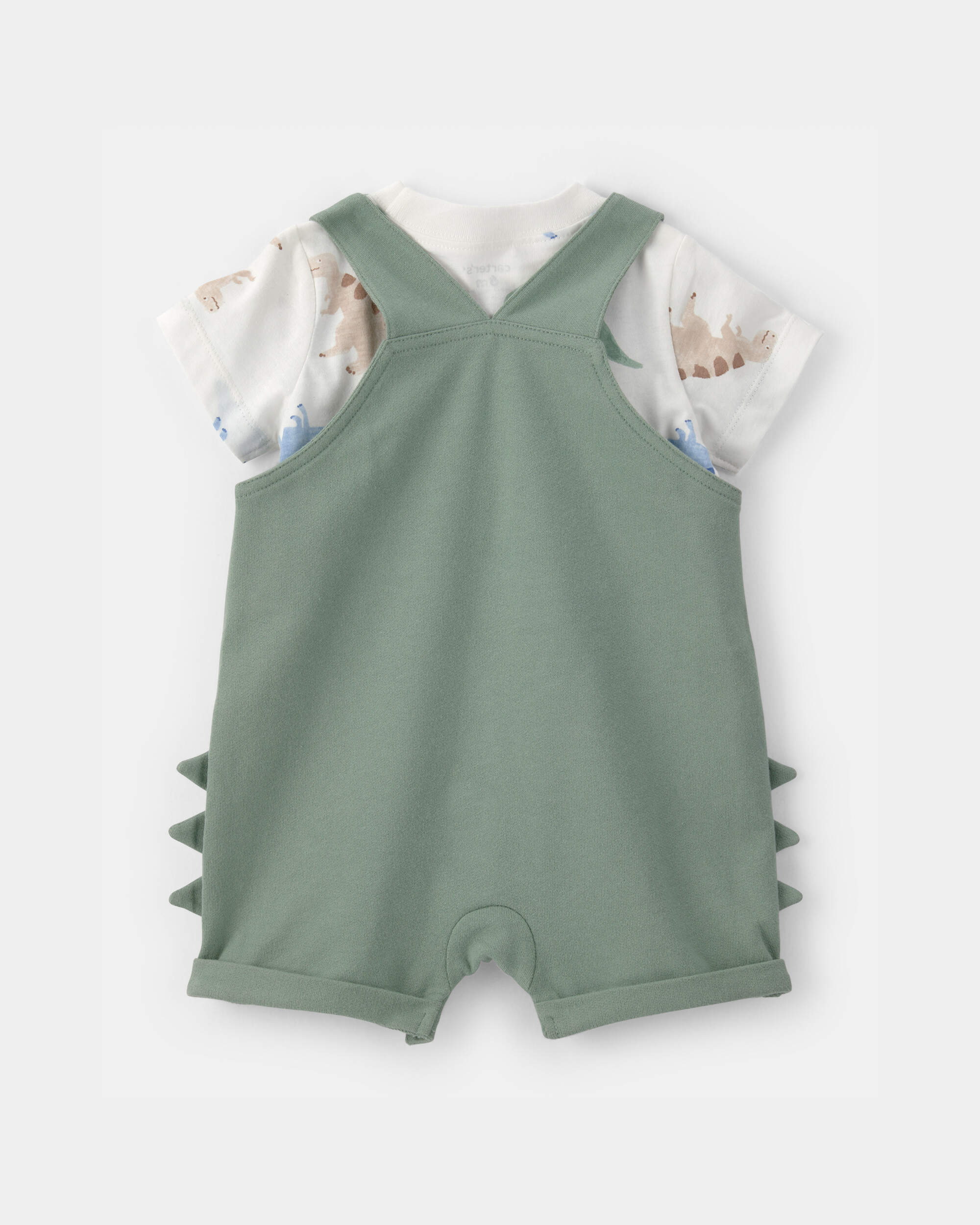 Baby Boy Animal Print Short-Sleeve Shortall Set - Green