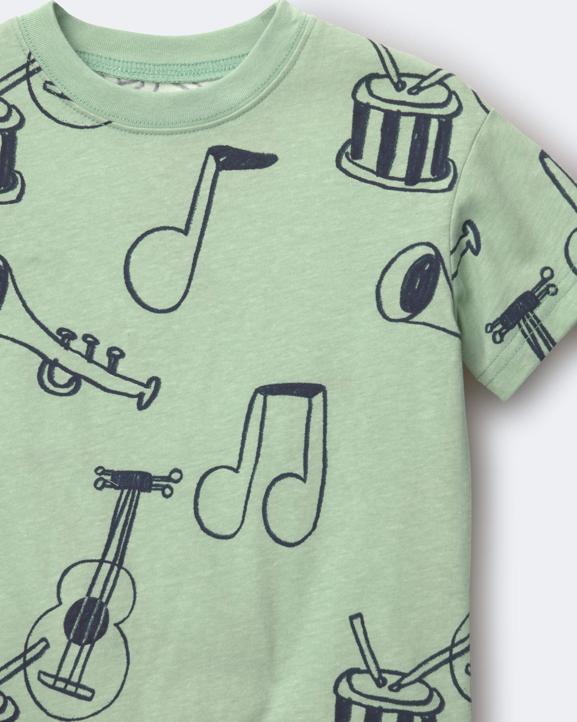 Toddler Relaxed Graphic Tee Music Print - Green