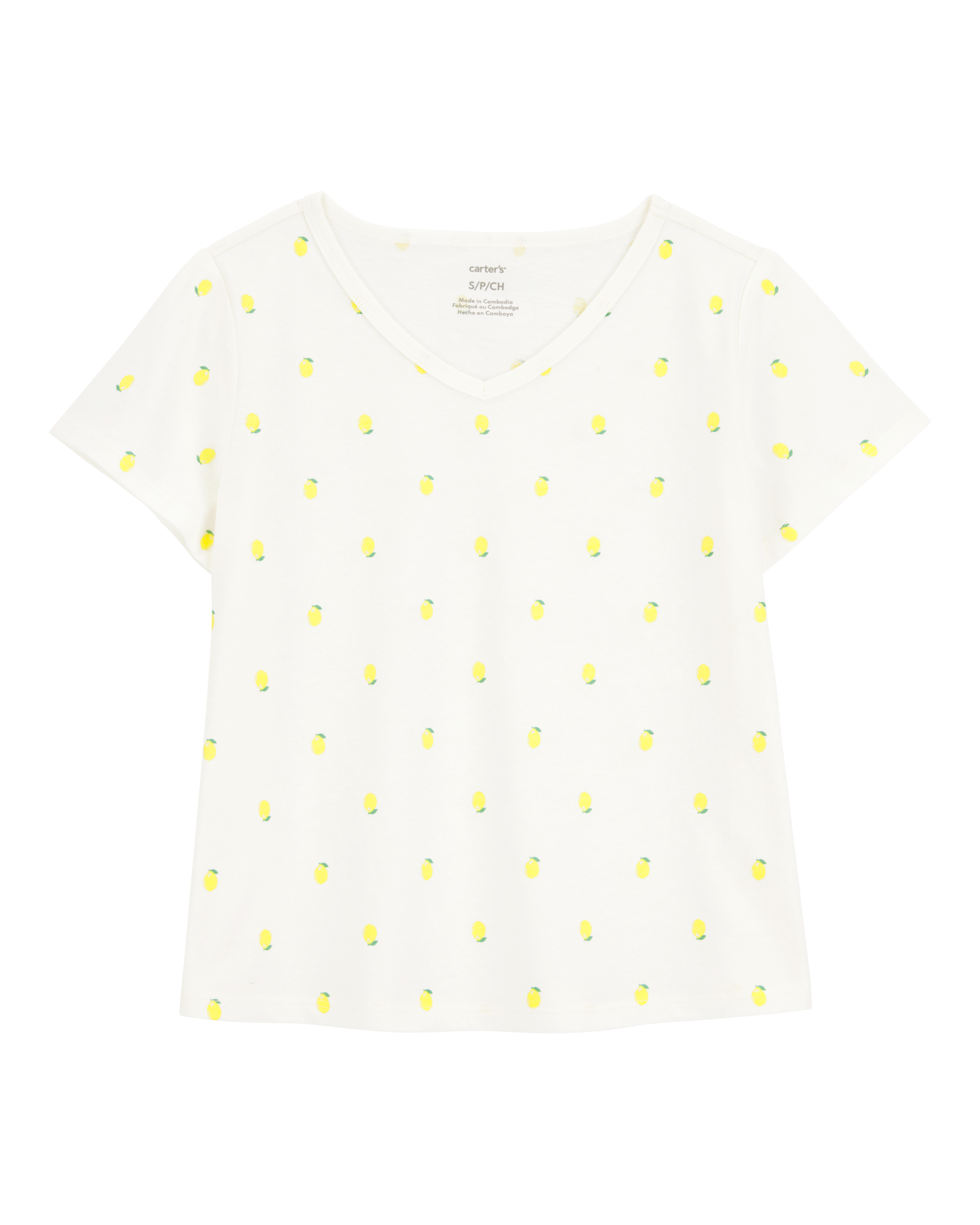 Kid Lemon Print Short-Sleeve Fashion Top - Ivory