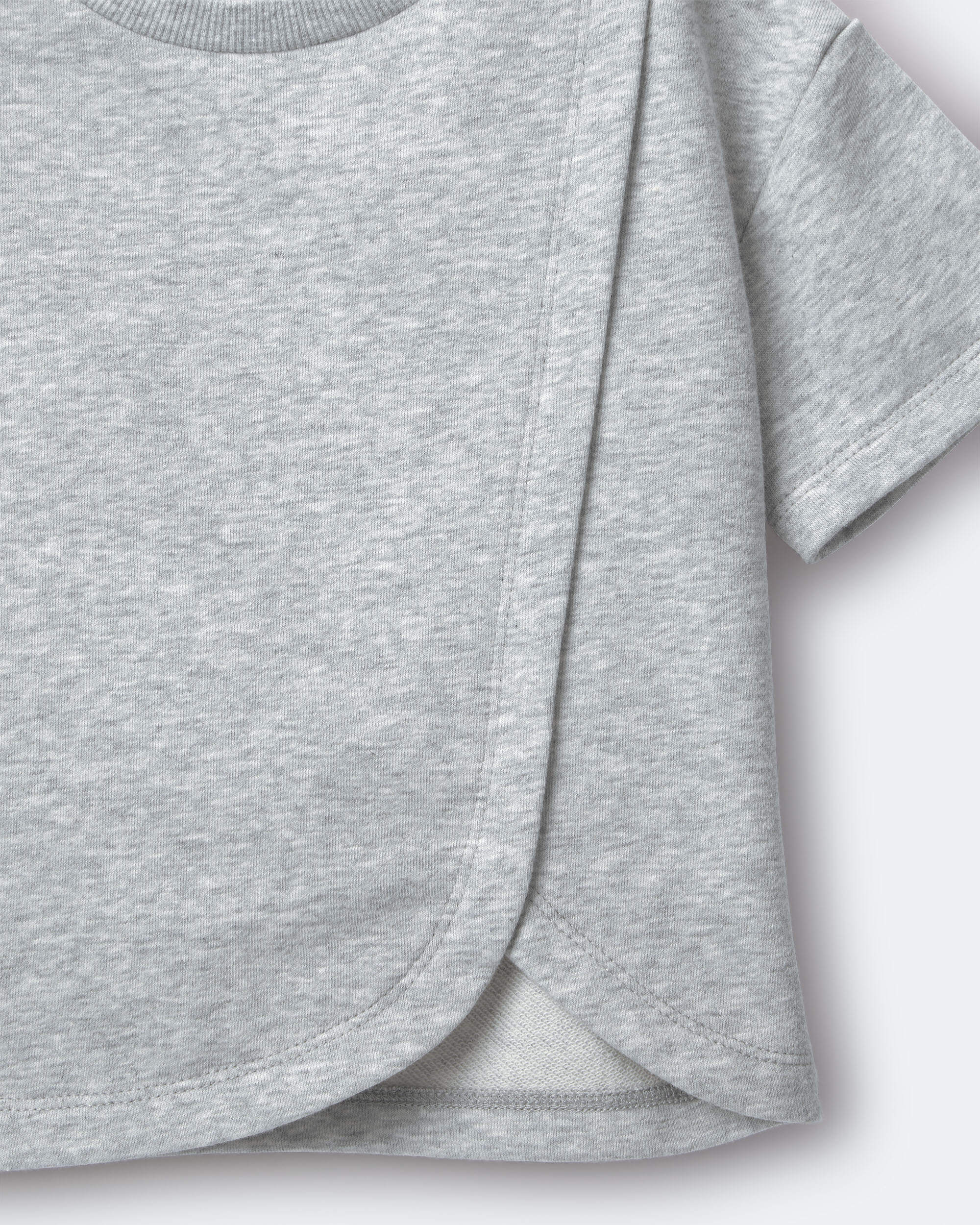 Toddler Girl French Terry Dolphin-Hem Top - Heather Grey