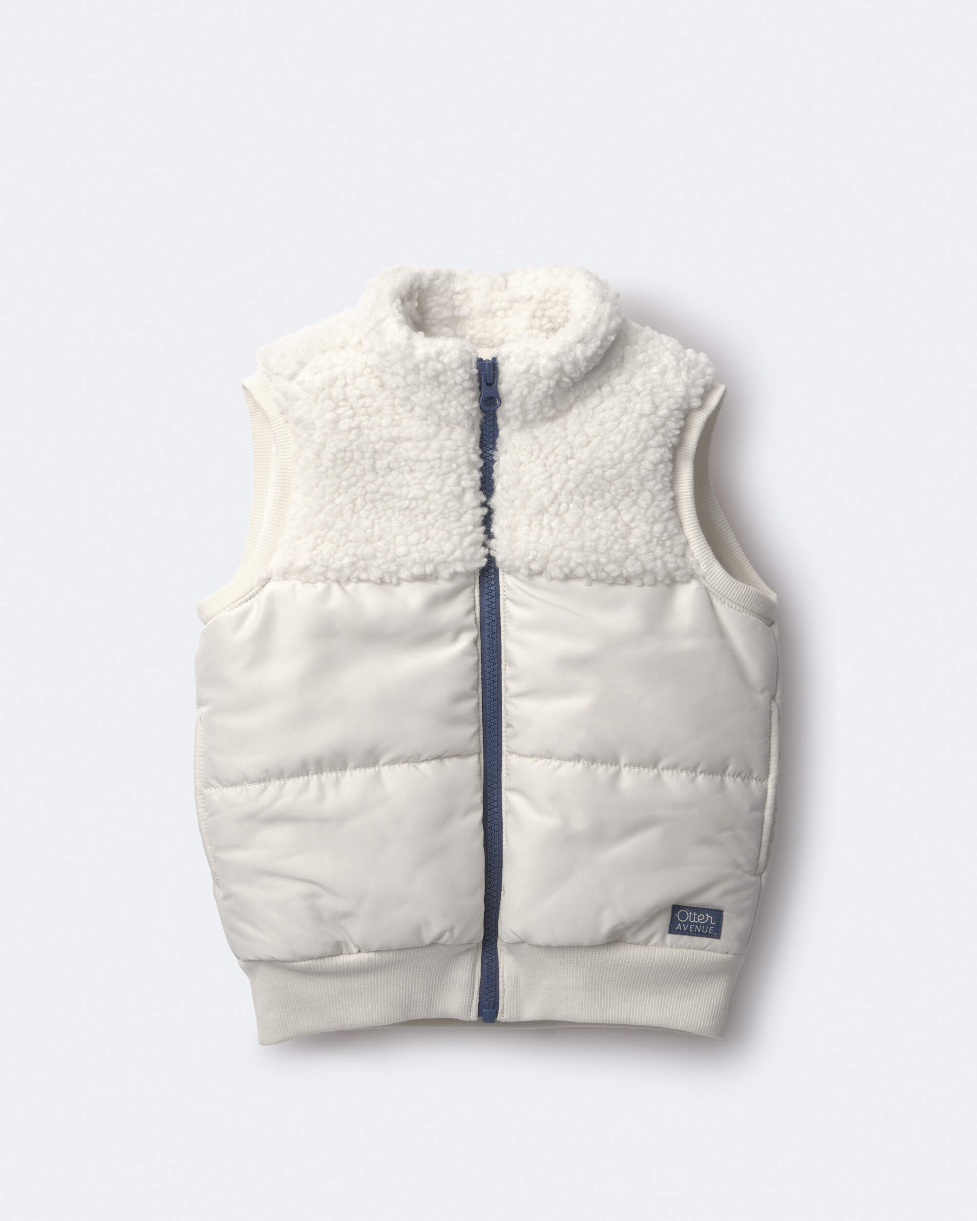 Toddler Sherpa Ski Puffer Vest - Cream