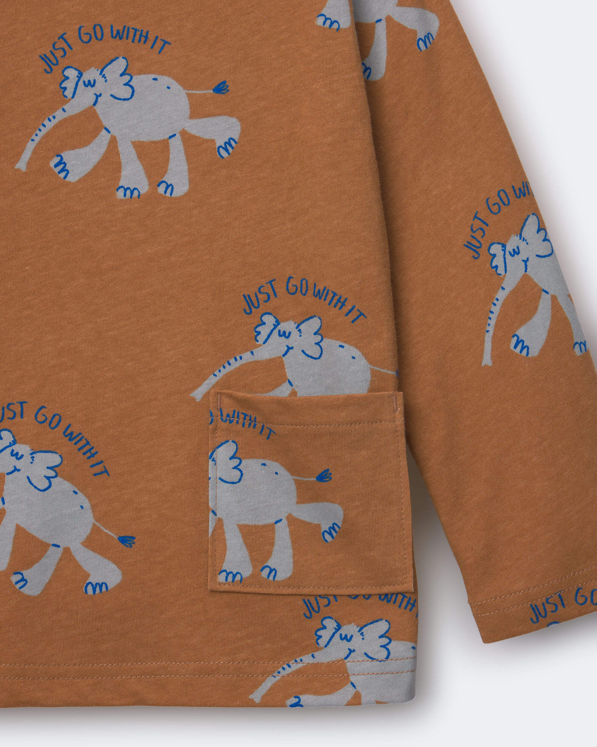 Toddler Long-Sleeve Relaxed Graphic Tee Elephant Print - Brown