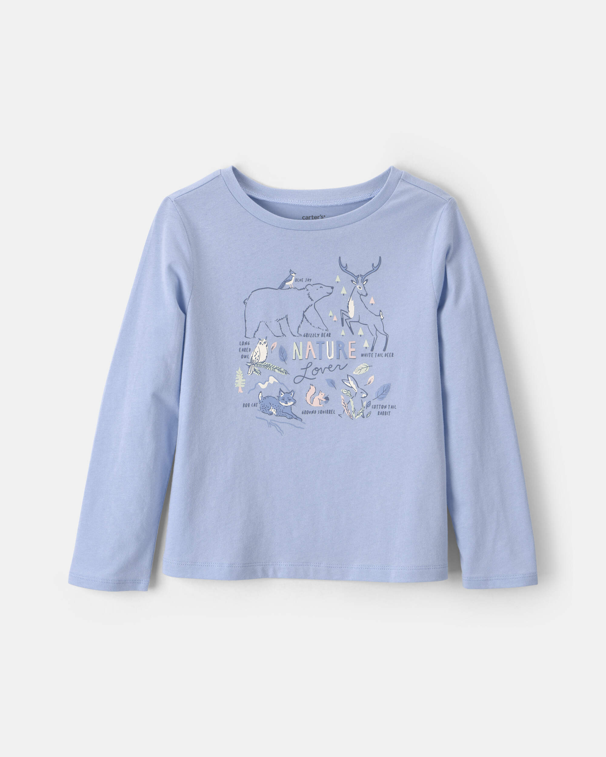 Girls 'Nature Lover' Long-Sleeve Graphic Tee - Blue