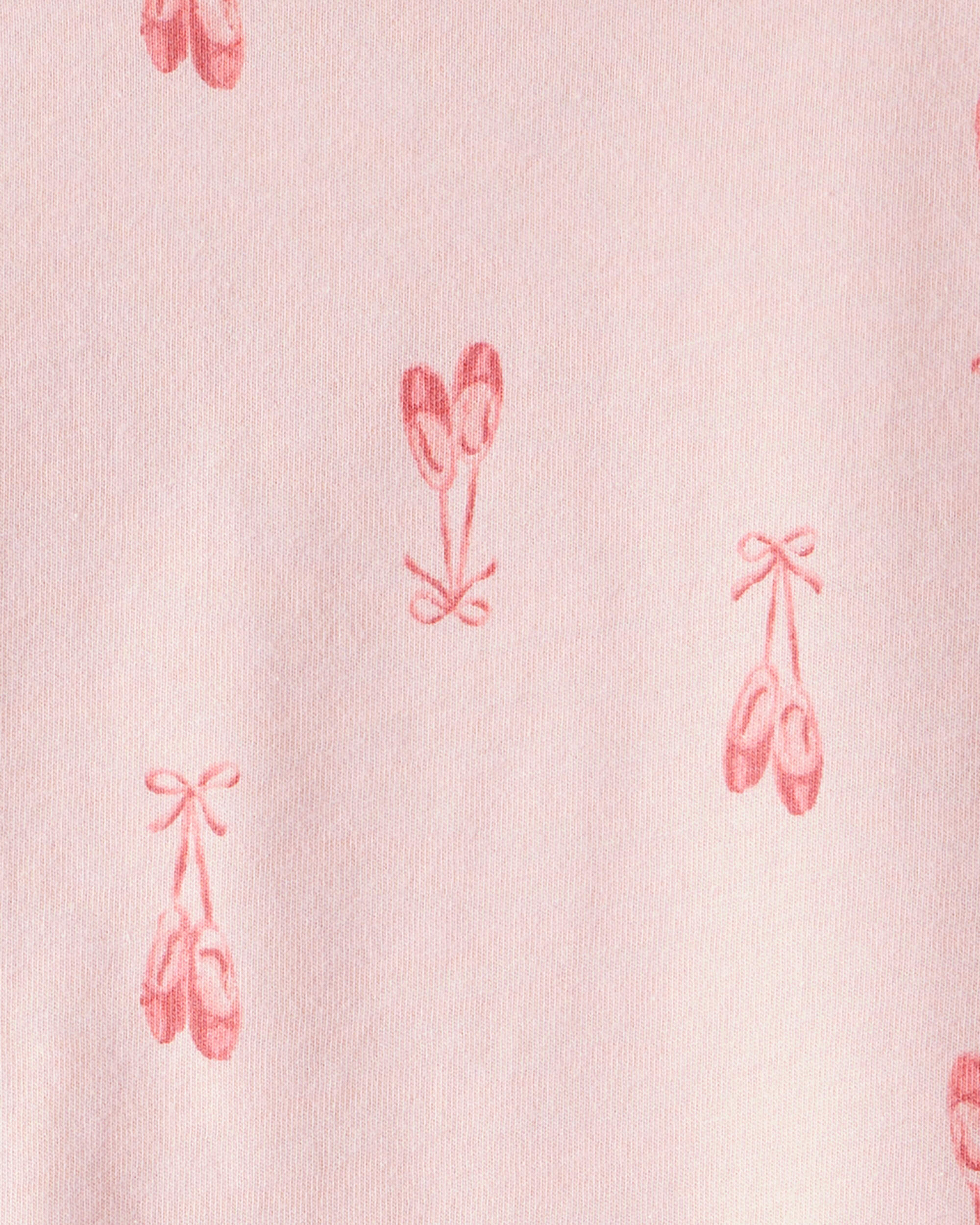 Toddler Girl Ballet Slippers Long-Sleeve Peplum Top - Pink