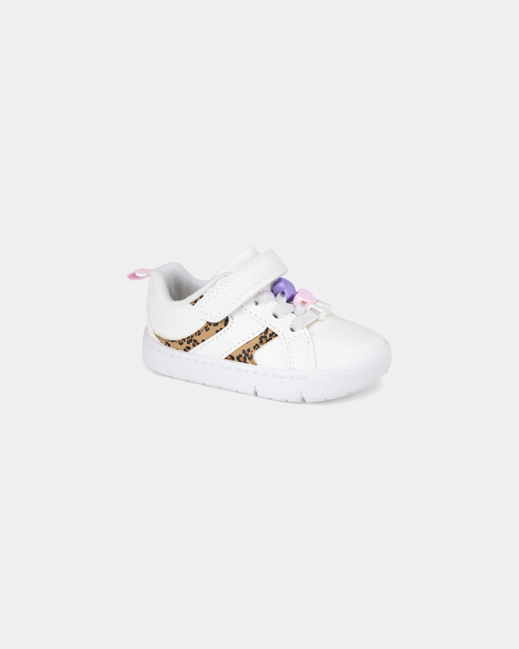 Baby Girl Every Step® First Walker Leopard Charm Sneakers - White